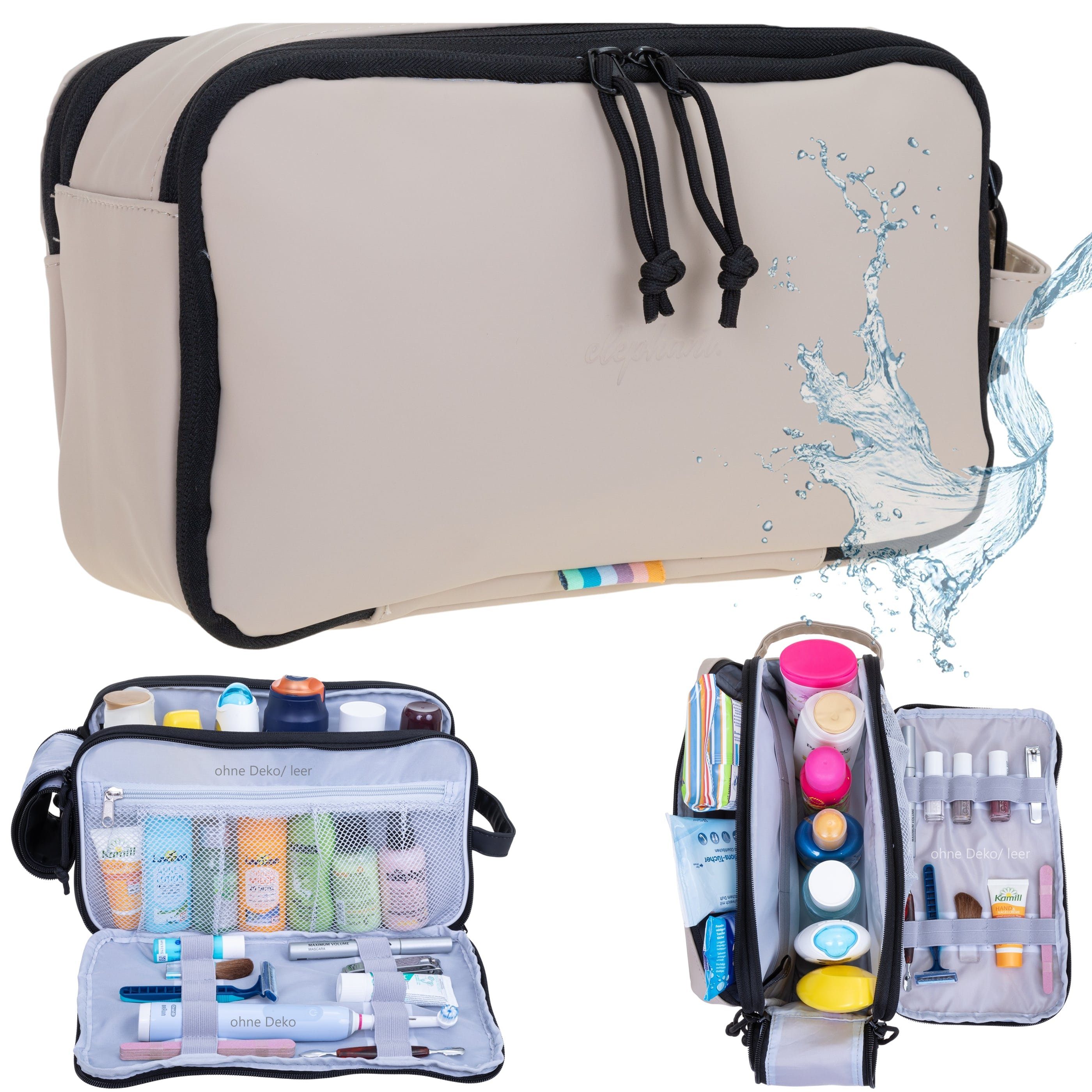 ELEPHANT Kulturbeutel Travel Hydro Washbag Herren Damen Reise wasserabweisend aus Plane, Kulturtasche Kosmetiktasche Reise Tasche Sauna Sport