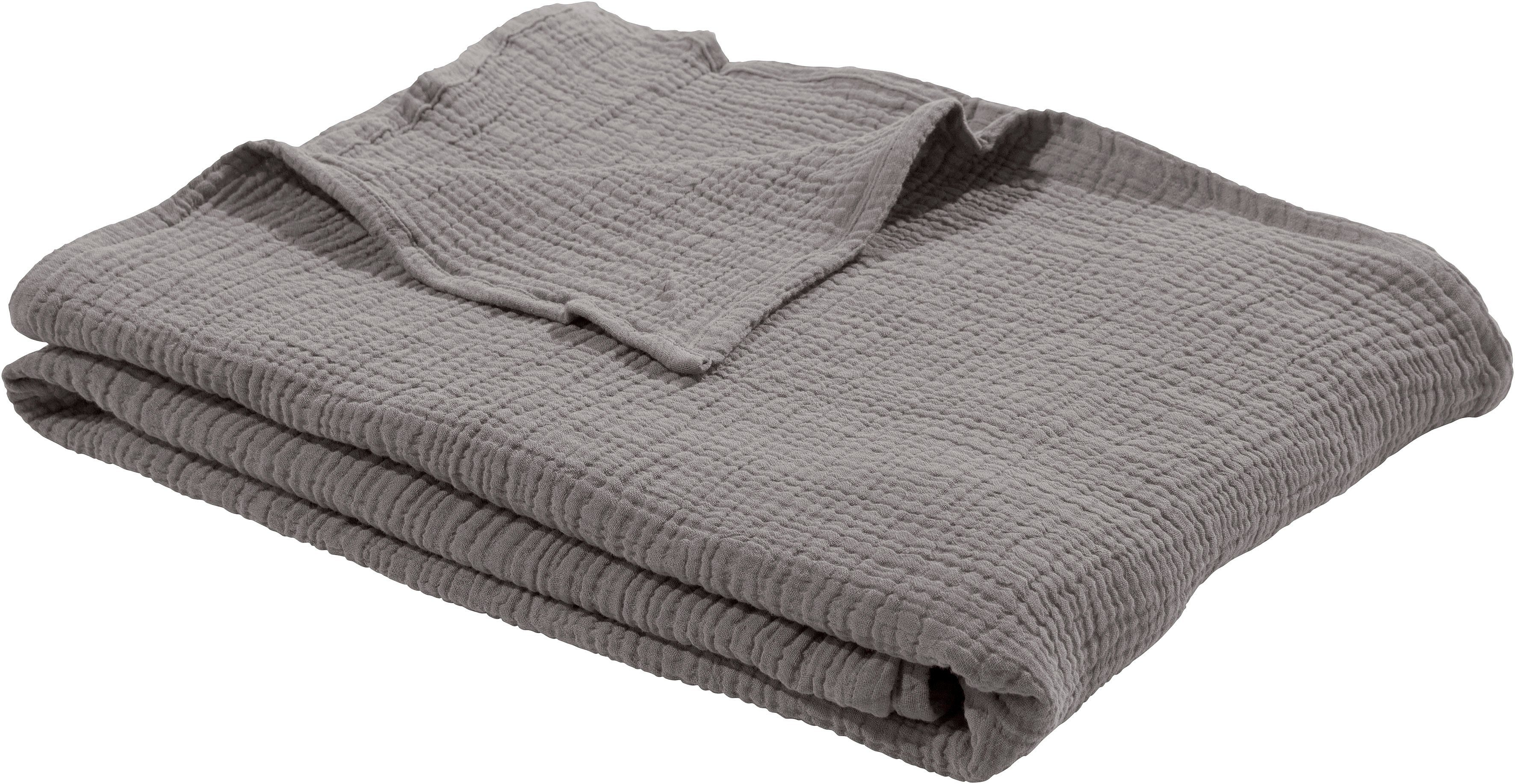 Wohndecke HEVIN, Musselin, 100% Baumwolle, Topseller!, LeGer Home by Lena Gercke, Tagesdecke im Baumwoll-Crinkle-Effekt, Musselin, Kuscheldecke