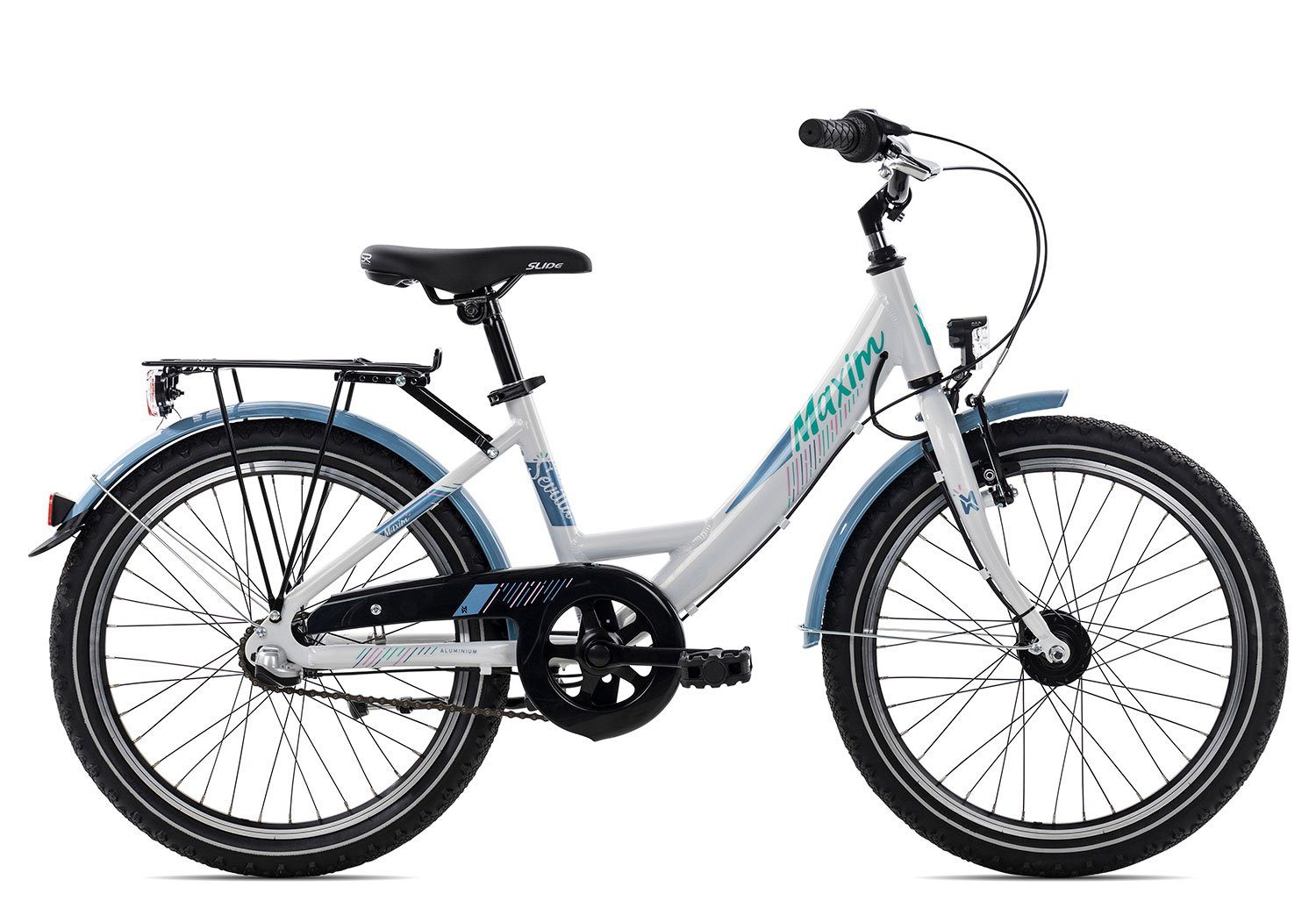 Maxim Kinderfahrrad Sevilla Alu 3 20 Wave, 3 Gang Shimano Nexus 3 Rücktritt Schaltwerk, Kinderrad 20 Zoll Junge Mädchen weiß snow angel