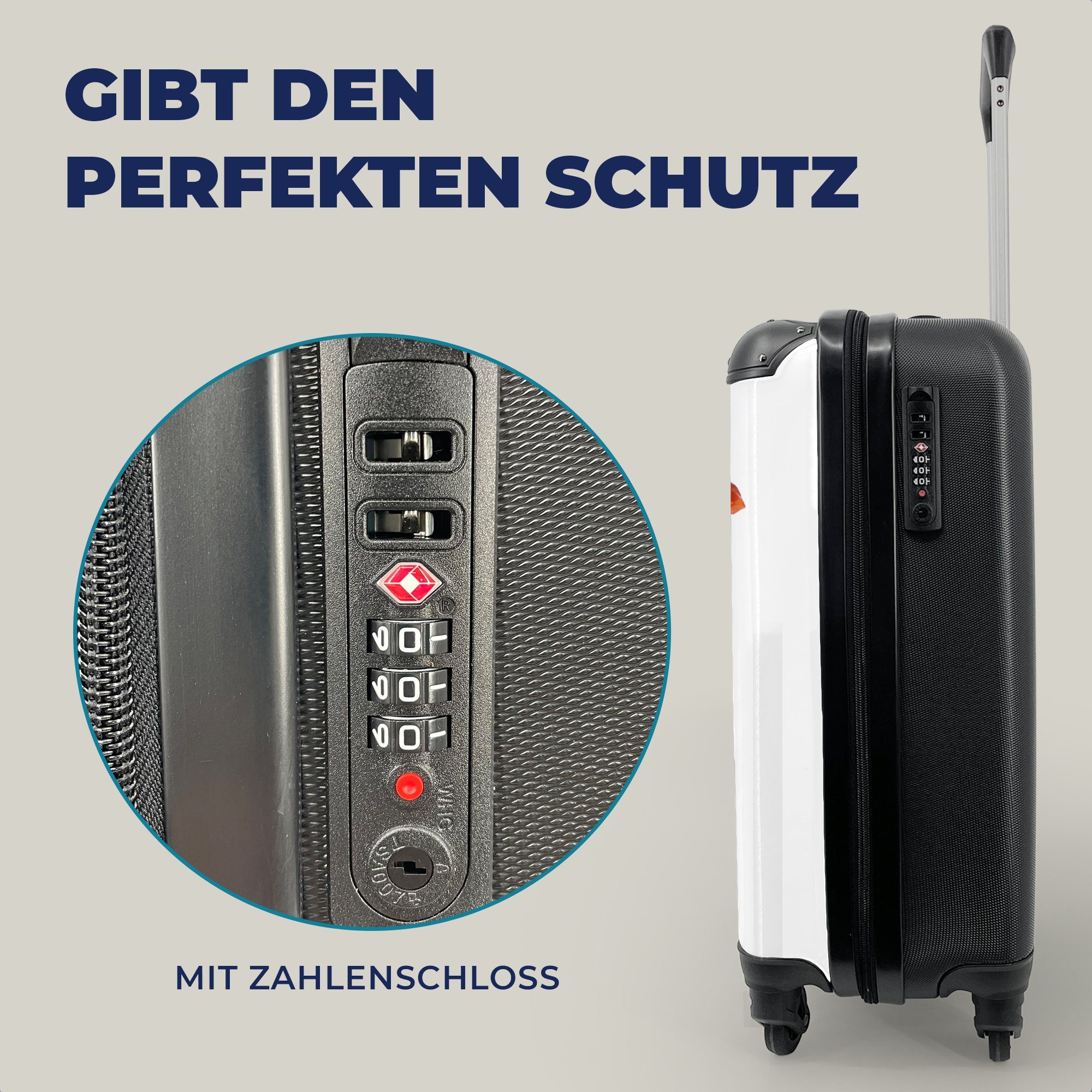 Handgepäckkoffer Reisekoffer mit für Ferien, Rollen, MuchoWow Trolley, Mohn Oranger rollen, weißem Hintergrund, Reisetasche Handgepäck vor 4