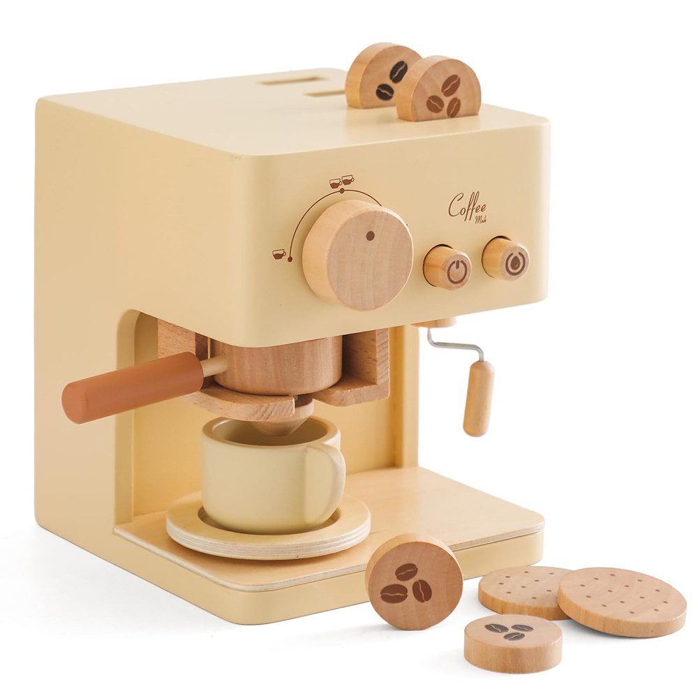 CLTYQ Kinder-Kaffeemaschine Kinderküche Kaffeemaschine Kinder Holz, günstig online kaufen