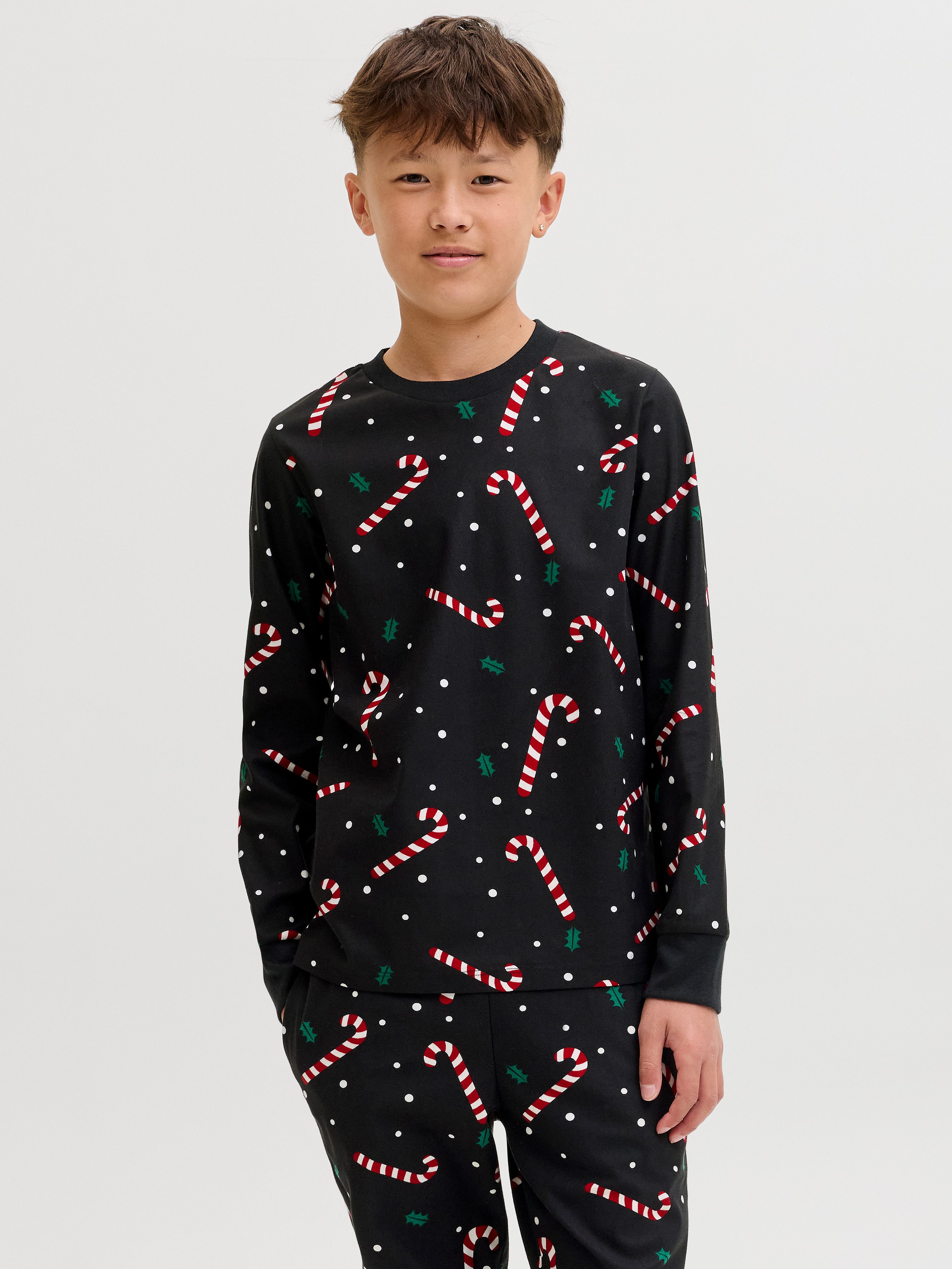 Jack & Jones Junior Loungeanzug JACTRISTAN PRINTED LOUNGE SET W JNR Mit weihnachtlichem Druck, Polyester, locker geschnitten