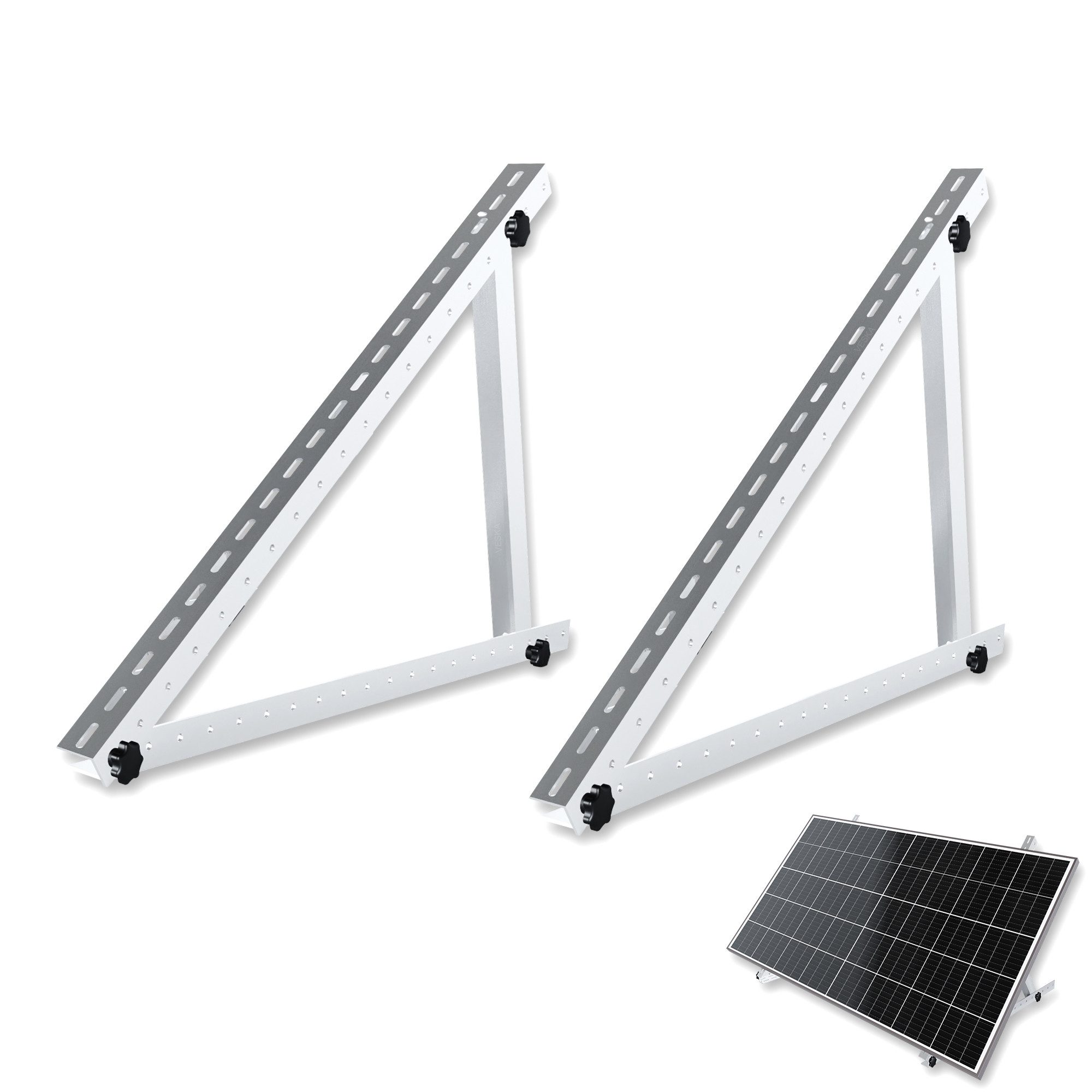 VESKA Solarmodul-Halterung PV Modul Halterung 114cm für Flachdach Freistehend, (Set, 2-tlg., Aufständerung 45 Zoll verstellbar Winkel 0-90 Grad)