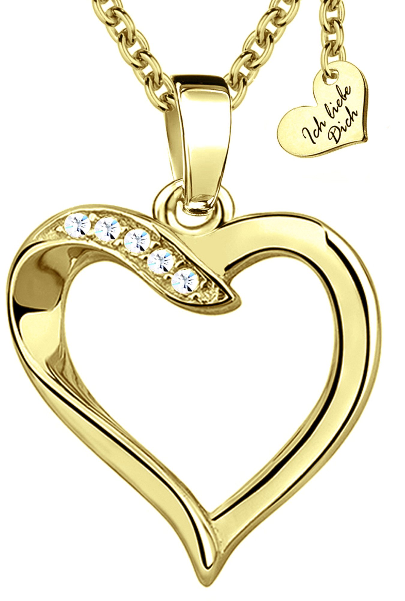 Limana Herzkette Herz Kette Silber Damen 925 gold Mama Ich liebe Dich Gravur stilvoll (Ich liebe Dich Gravur, inkl. Geschenkdose- und Tasche Valentinstag Muttertag Weihnachten), Geschenk für Frauen Damen Ehefrau Freundin Mama Silberkette