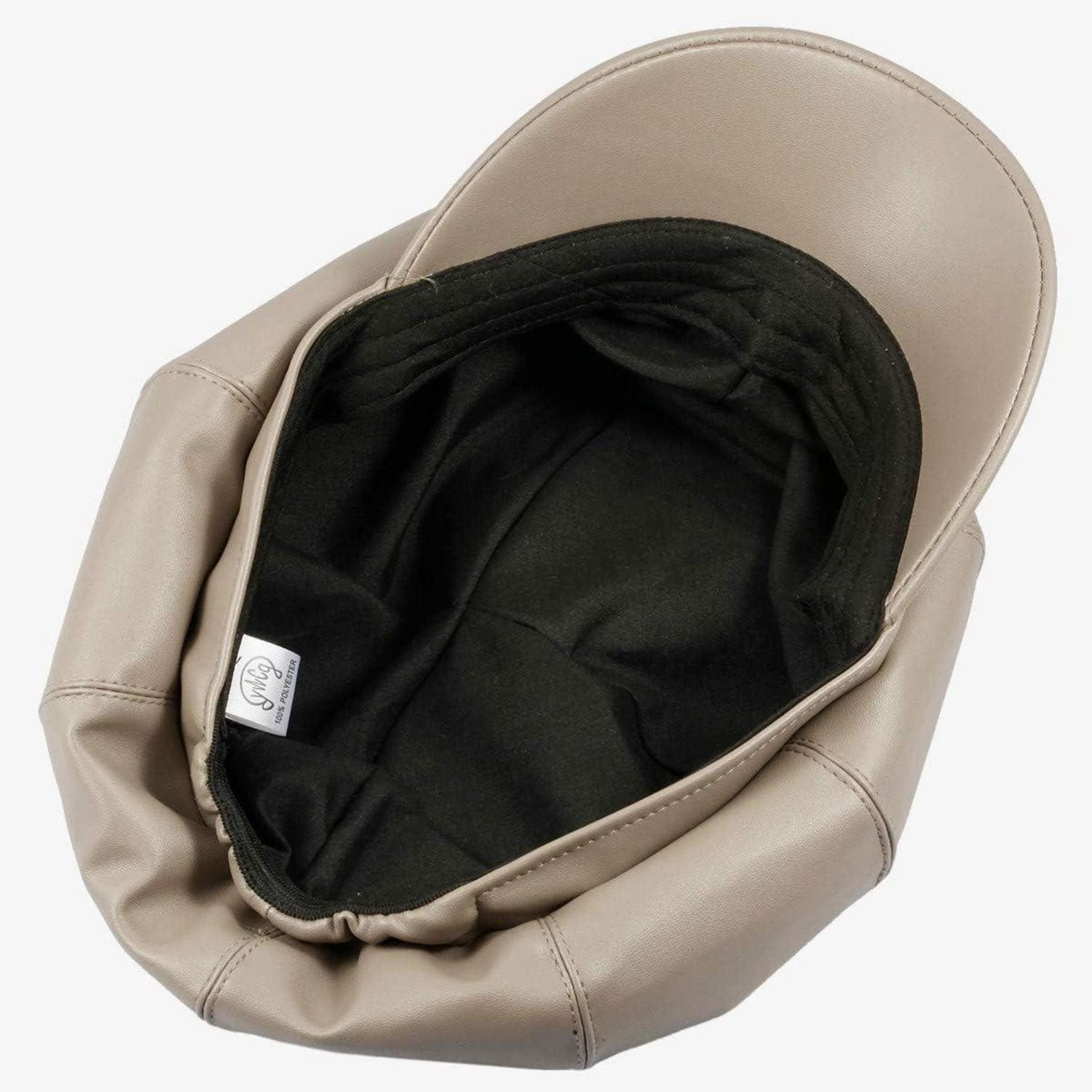 LuxusKollektion Baskenmütze Baskenmütze PU Leder Zeitungsjunge Damen Einheitsgröße Khaki