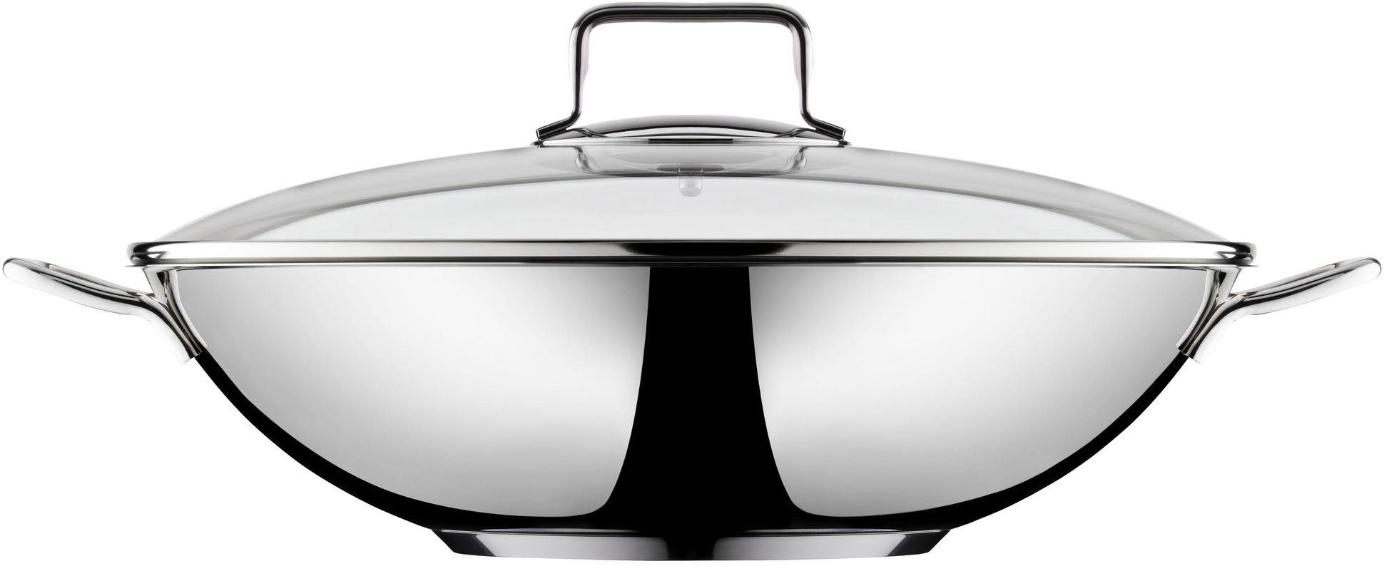 WMF Wok Macao, Ø 36 cm, Wokpfanne mit Glasdeckel, induktionsgeeignet, Cromargan® Edelstahl Rostfrei 18/10, für alle gängigen Herdarten geeignet, spülmaschinengeeignet