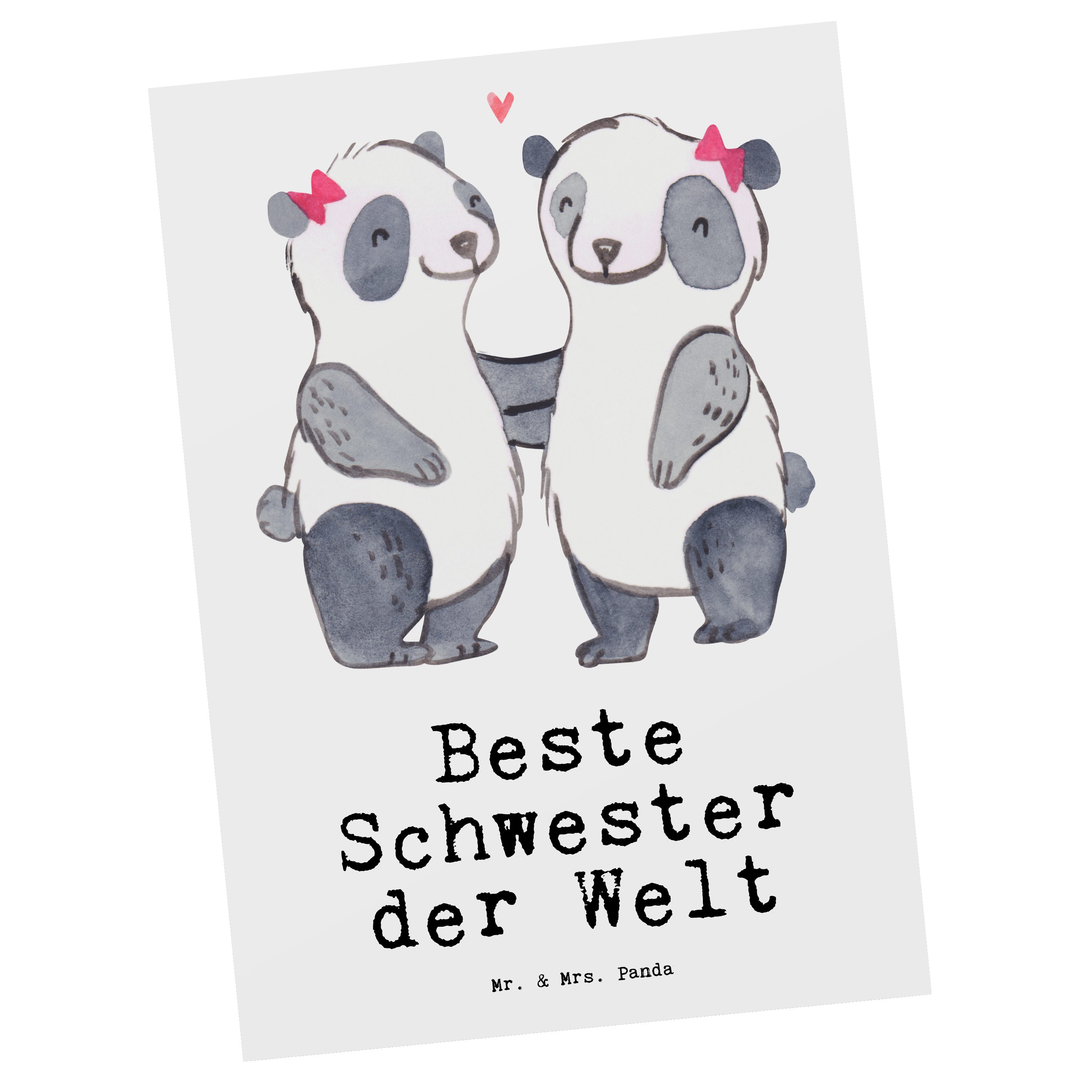 Mr. & Mrs. Panda Postkarte Panda Beste Schwester der Welt - Weiß - Geschenk, Postkarte, für, Sch, Matt Rückseite