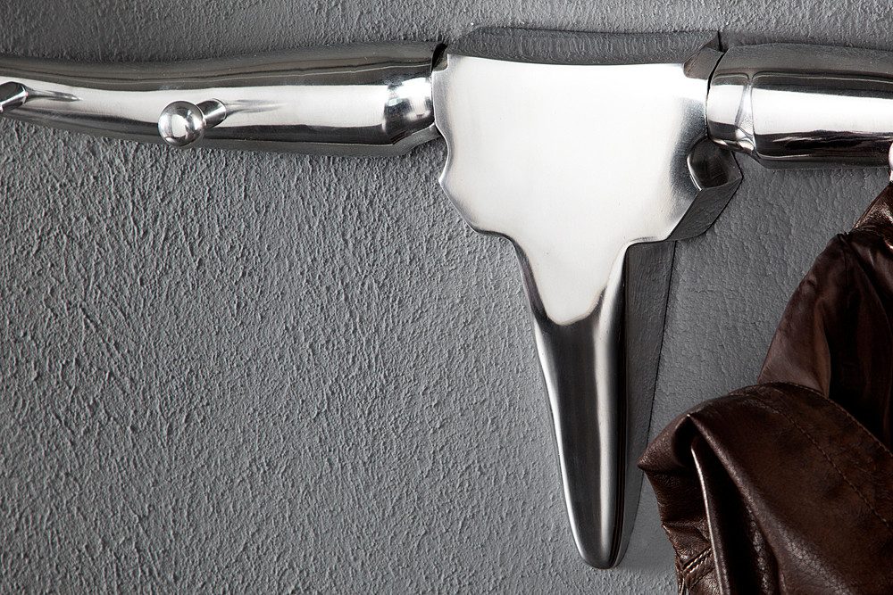 riess-ambiente Wandgarderobe BULL 100cm silber, Metall · Stierkopf · Modern Design · Garderobe · Wanddekoration – Bild 5 von 5
