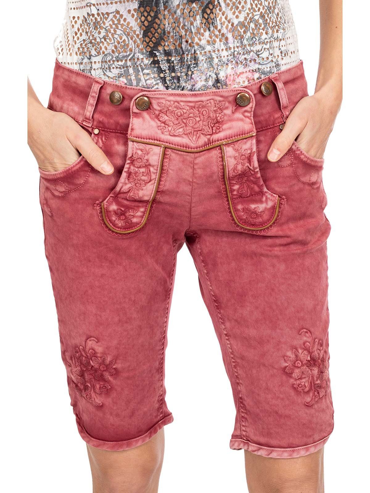 Trachtenhose OVIDA Bermuda Hangowear Jeans weinrot