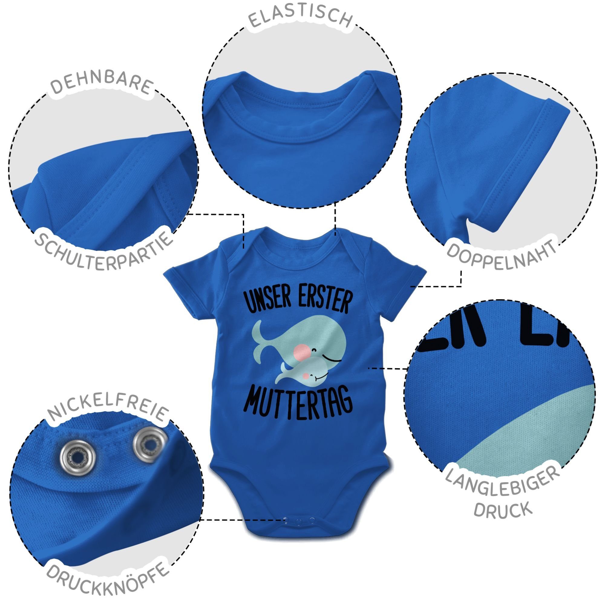 3 (1-tlg) Shirtbody Wale Shirtracer erster Muttertagsgeschenk Unser Muttertag Royalblau
