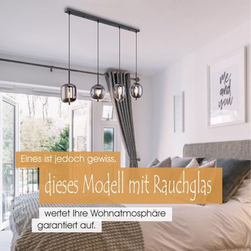 bmf-versand Hängeleuchte Hängelampe Esszimmer Hängeleuchte Wohnzimmer Rauchglas Pendelleuchte, Leuchtmittel wechselbar