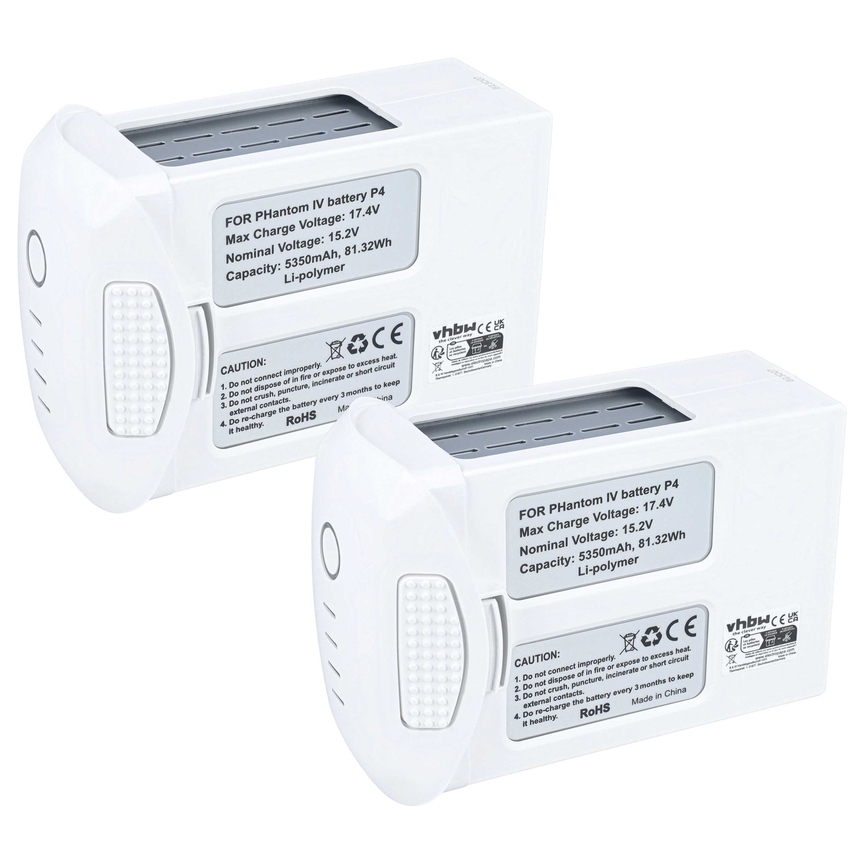 vhbw Ersatz für DJI 53801907 für Modellbau Drohne (5350 mAh, 15,2 V, Li-Pol Drohnen-Akku Akku Li-Polymer 5350 mAh (15,2 V, 2 St), Leistungsfähige Austausch-Akkus für Drohne, Wiederaufladbar, Jede