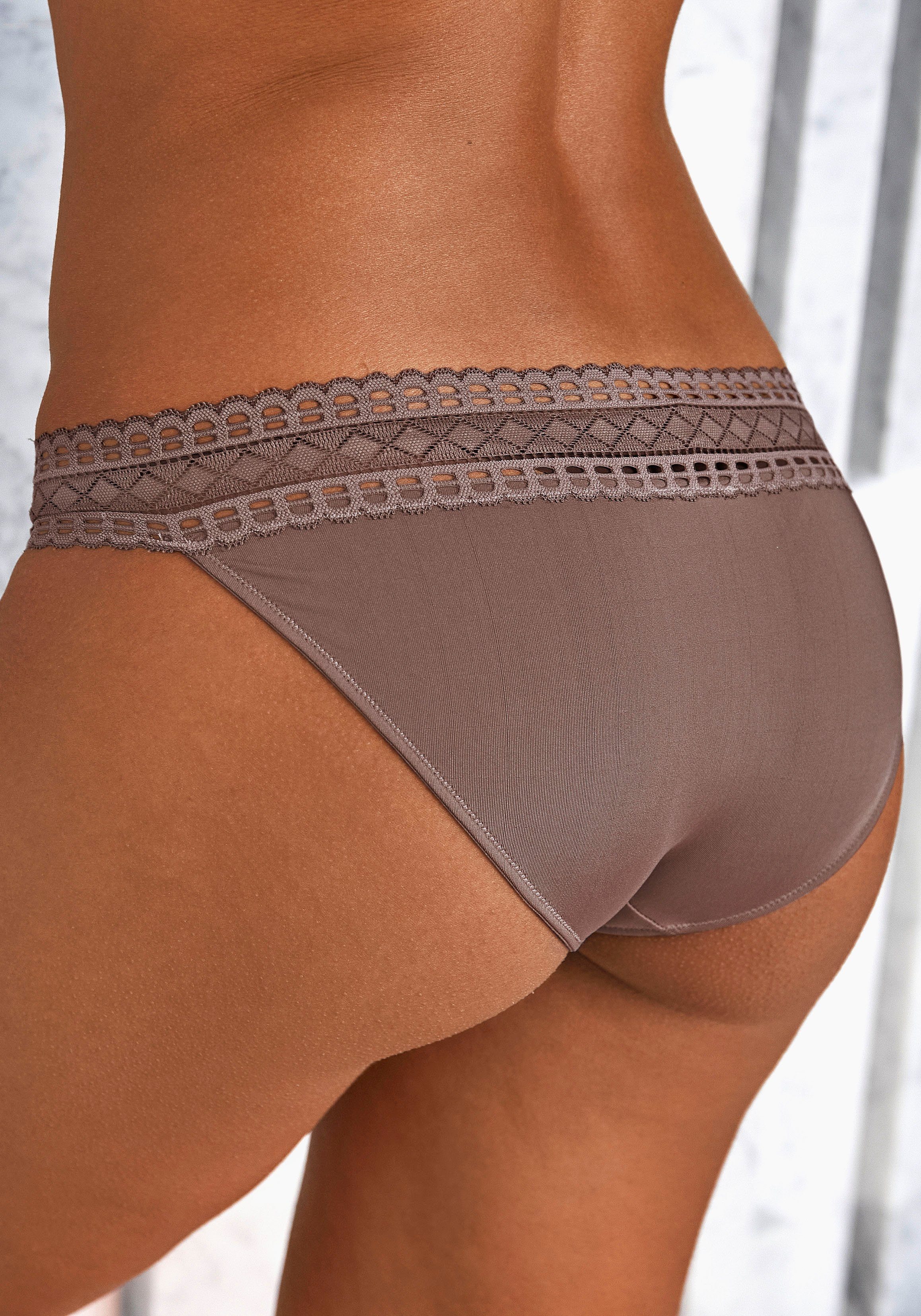 LASCANA Jazz-Pants Slips 2-St) mit beige, taupe graphischer (Packung, Spitze