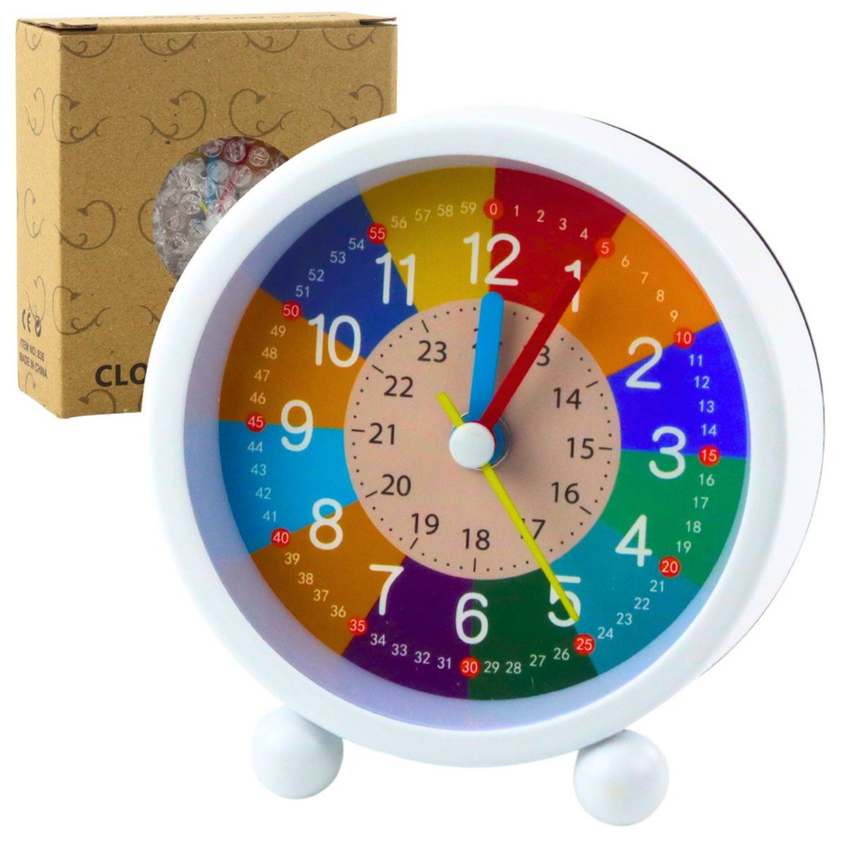 Wisam Lernspielzeug Kinder Wecker Pädagogisches Quarz Minuten Sekunden Bunte 9cm