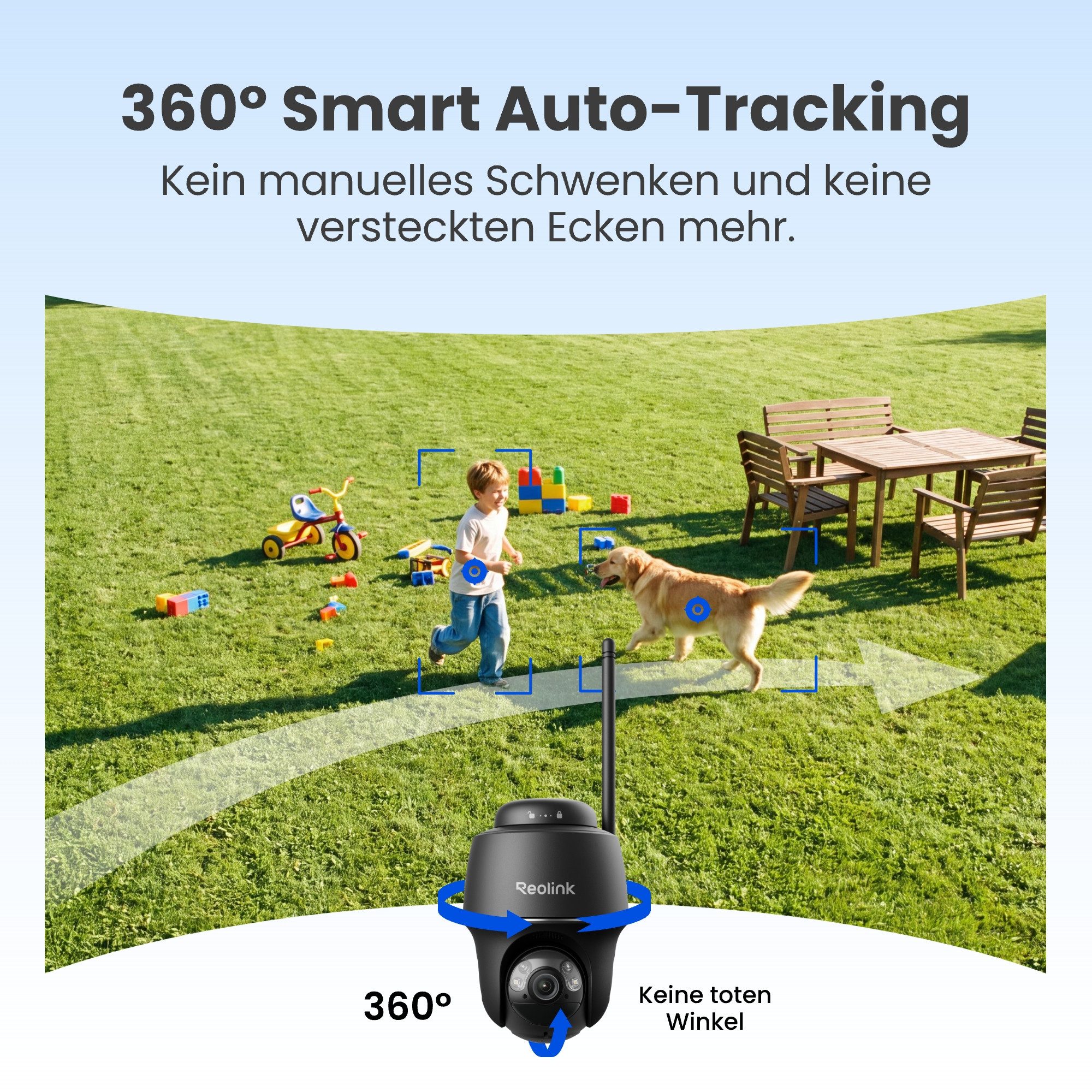 Reolink Überwachungskamera Argus PT+SP 5MP PTZ Akku- oder solarbetriebene 2,4/5GHz WLAN IP (Außenbereich, PIR-Erkennung,IR-Nachtsicht,Could-Speicherung)