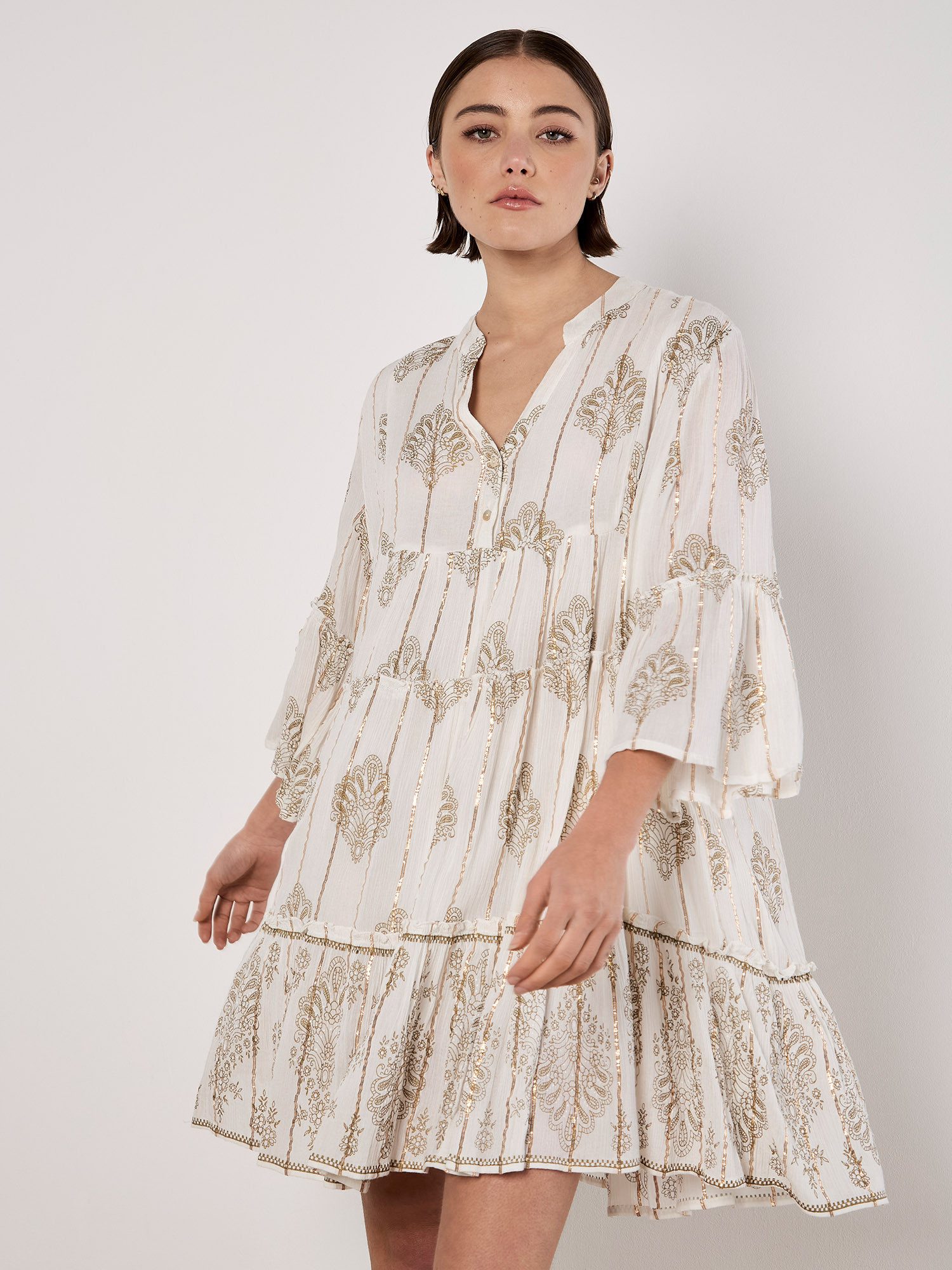 Druckkleid Paisley-Lurex-Tunika