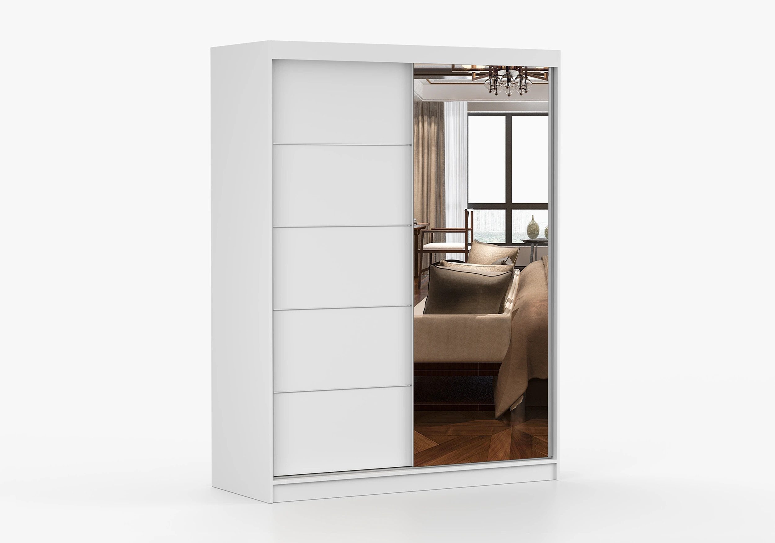 imoebel24 Schwebetürenschrank VISTA 05 150 cm - Weiss / Weiss günstig online kaufen
