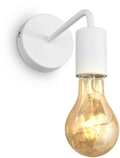 B.K.Licht Wandleuchte, ohne Leuchtmittel, Wandlampe,1-flammig, Vintage, Industrial-Design, Retro, Stahl, rund