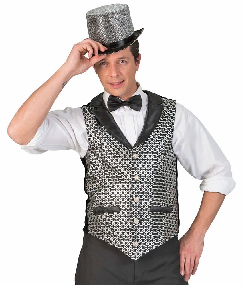 Funny Fashion Kostüm Herren Show Glitzer Weste 'Laurin' - Silber, Part