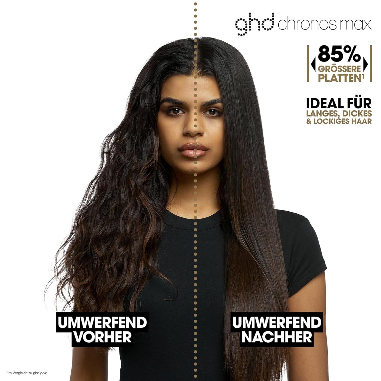 GHD Glätteisen Chronos Max - mit breiten Platten, 3x schnelleres Styling, mehr Glanz, weniger Frizz 24Std Halt, kein Hitzeschaden weiß