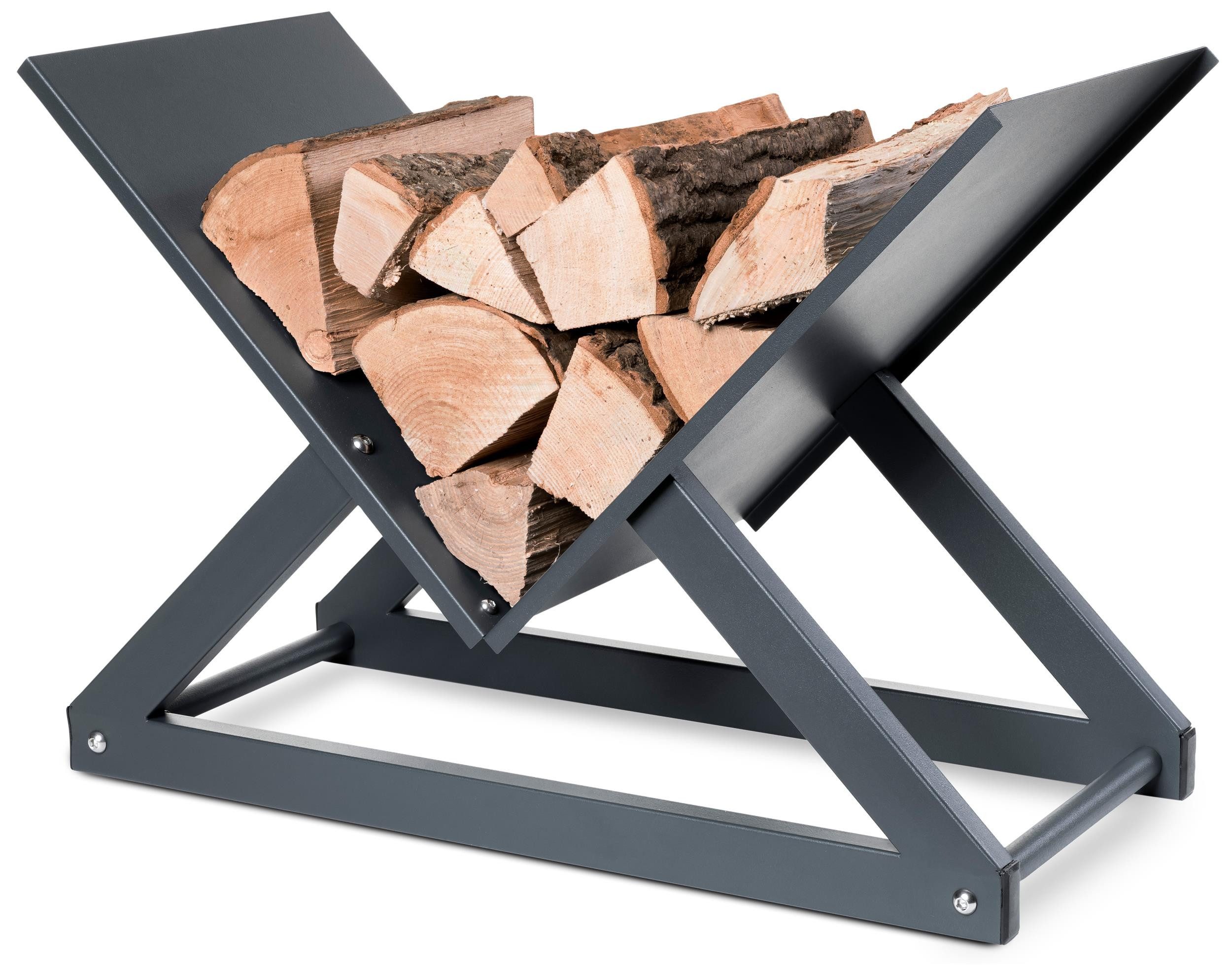 matrasa Kaminholzregal Feuerholzregal CROSS - Kaminholzständer Brennholzregal, BxTxH:30x60x42 cm, Anthrazit