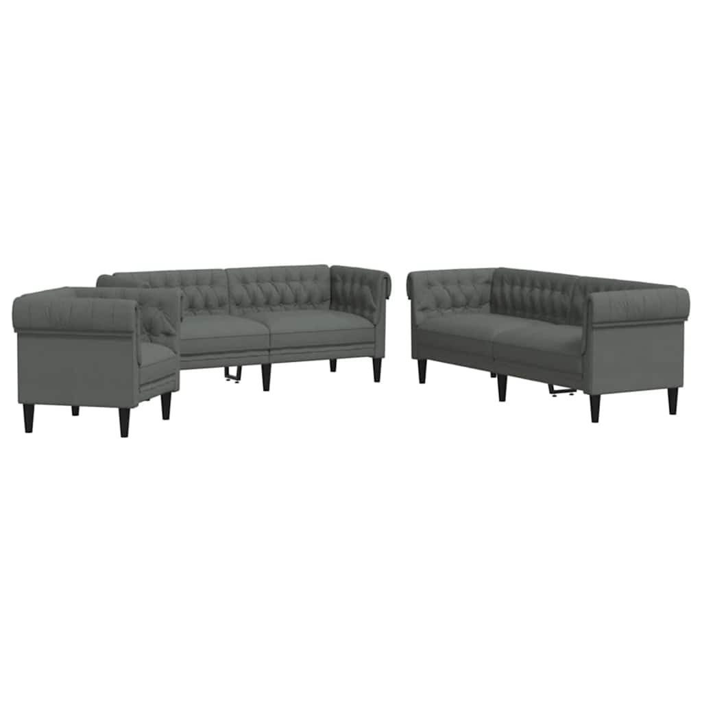 vidaXL Sofa Sofa Set Dunkelgrau Stoff, 3 Teile