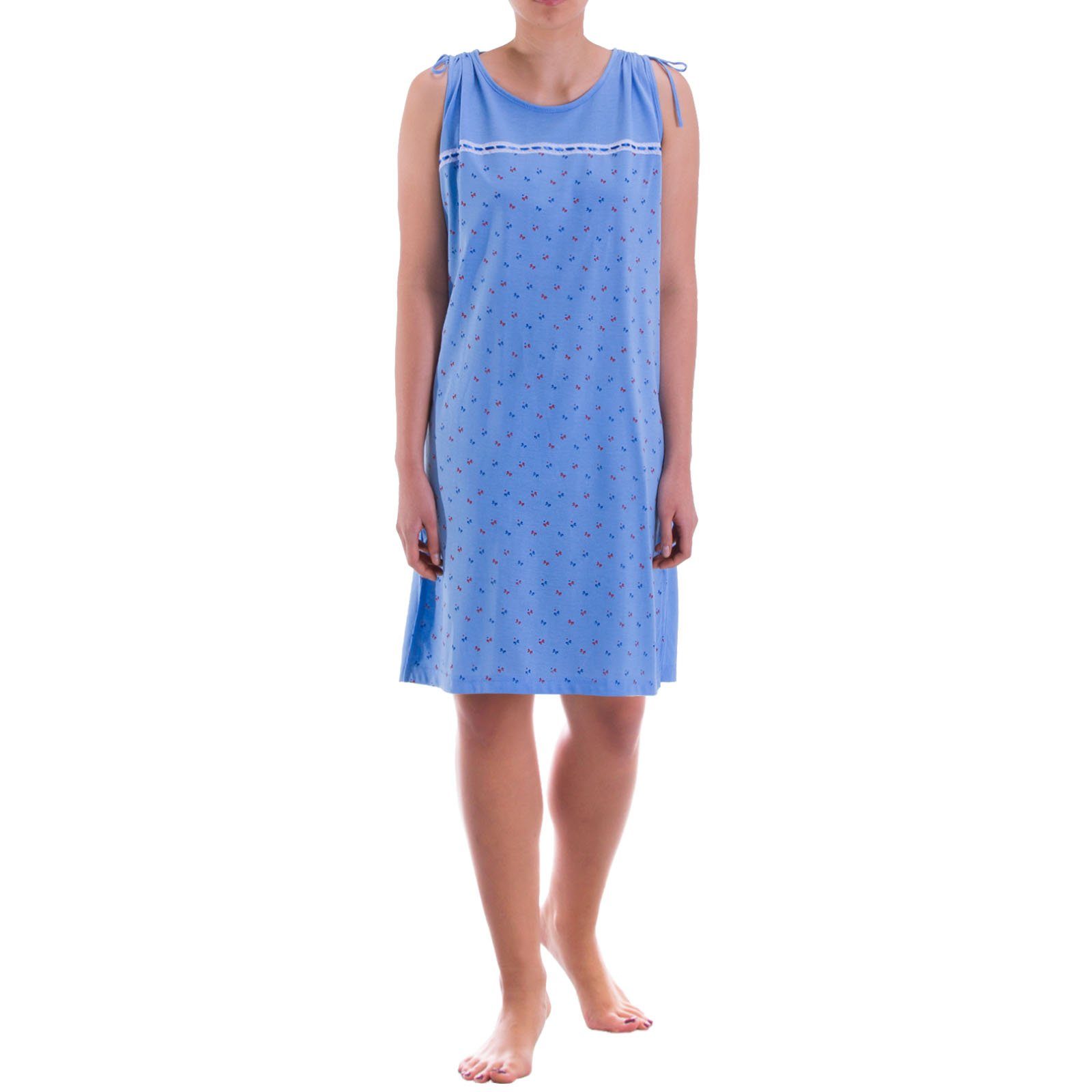 zeitlos Nachthemd Nachthemd Kleid - Schleifchendruck blau