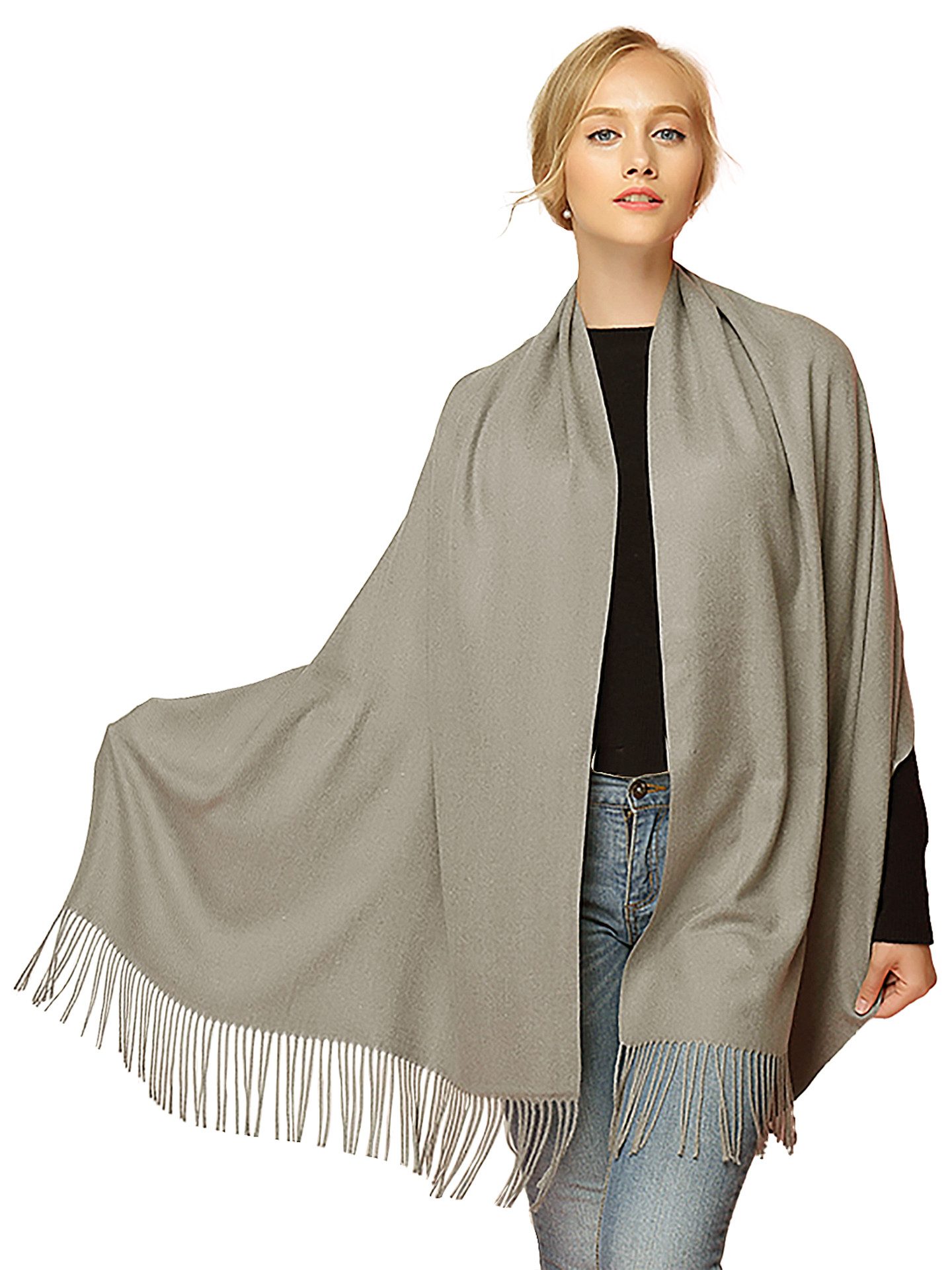 Moschen-Bayern Kaschmirschal Pashmina Stola Damen Kaschmir Schultertuch Abendkleid festlich Schal, mit Fransen