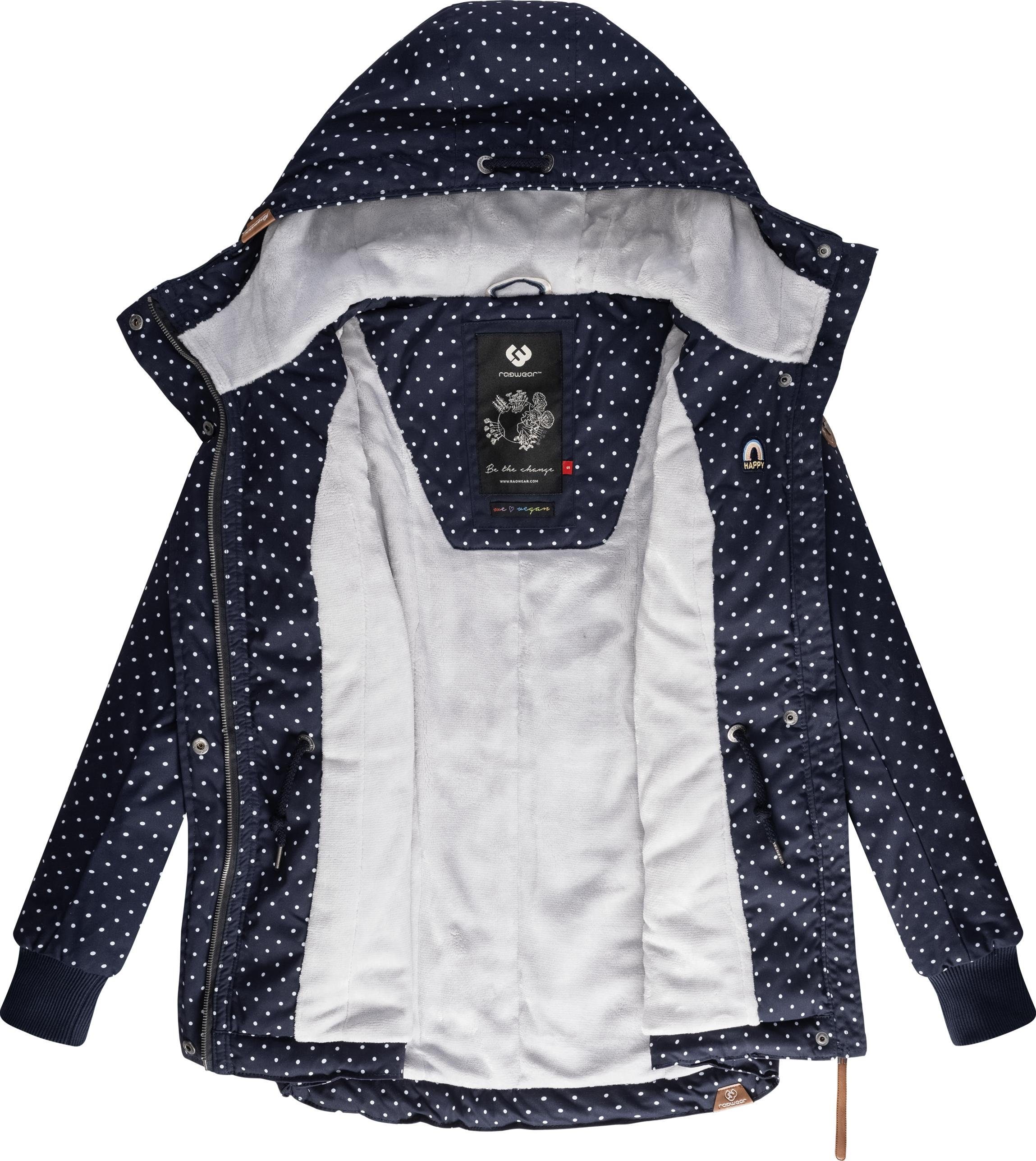 Kapuze stylische Ragwear Outdoorjacke Winter Dots mit navy Winterjacke Danka Intl.