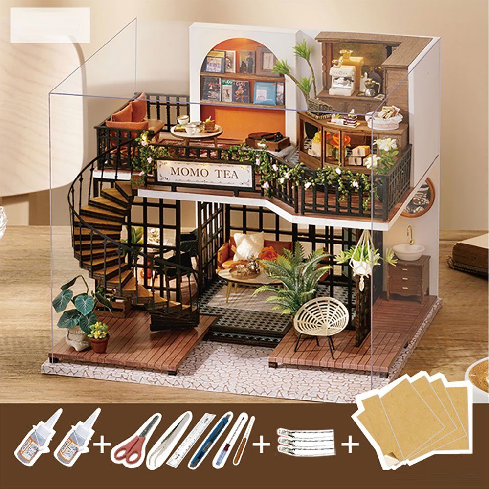 Cute Room 3D-Puzzle DIY holz Miniature Haus Puppenhaus Teehaus, Puzzleteile günstig online kaufen