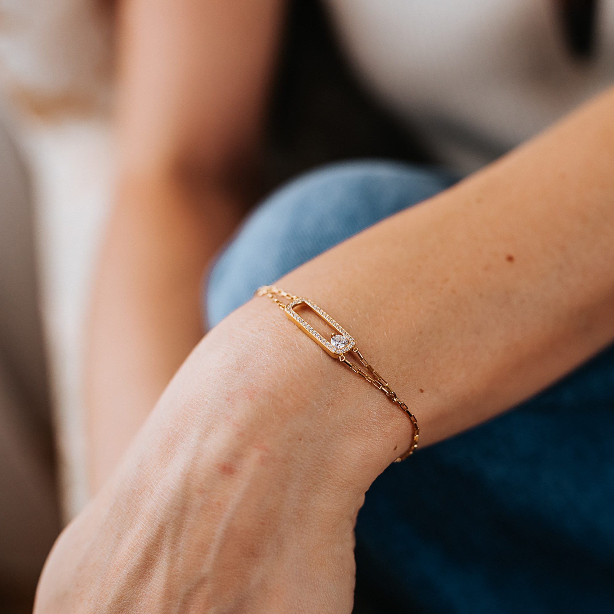 Julie Julsen Armband 925/- Sterling Silber vergoldet 41 Zirkonia
