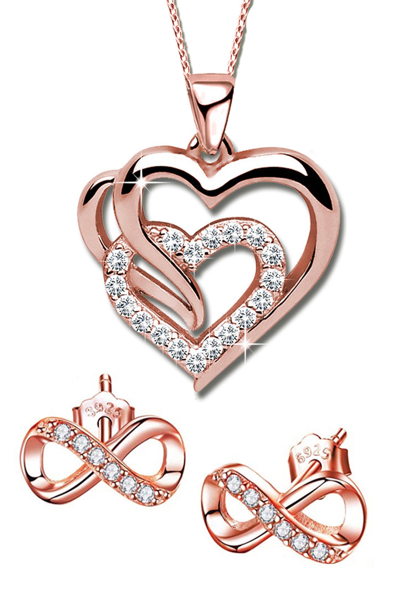 Limana Schmuckset 925 Silber Rosegold vergoldet günstig online kaufen