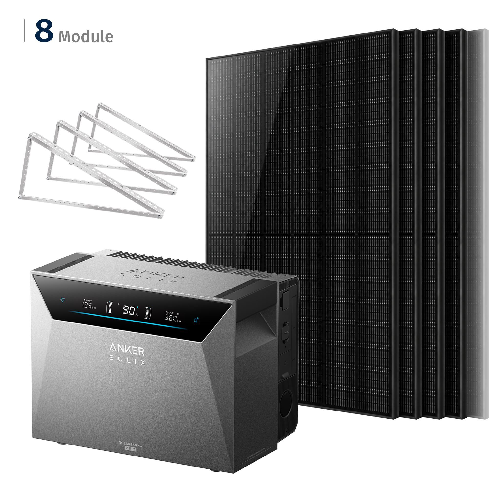 SolarMars Balkonkraftwerk mit Speicher Anker SOLIX Solarbank 4 E5000 Pro, 2000Wp/4000Wp, Monokristallin