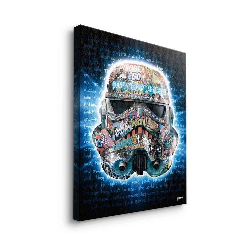 Pop Leinwandbild, Wars DOTCOMCANVAS® Art silberner Rahmen graffiti DOTCOMCANVAS Stormtrooper Leinwandbild Star