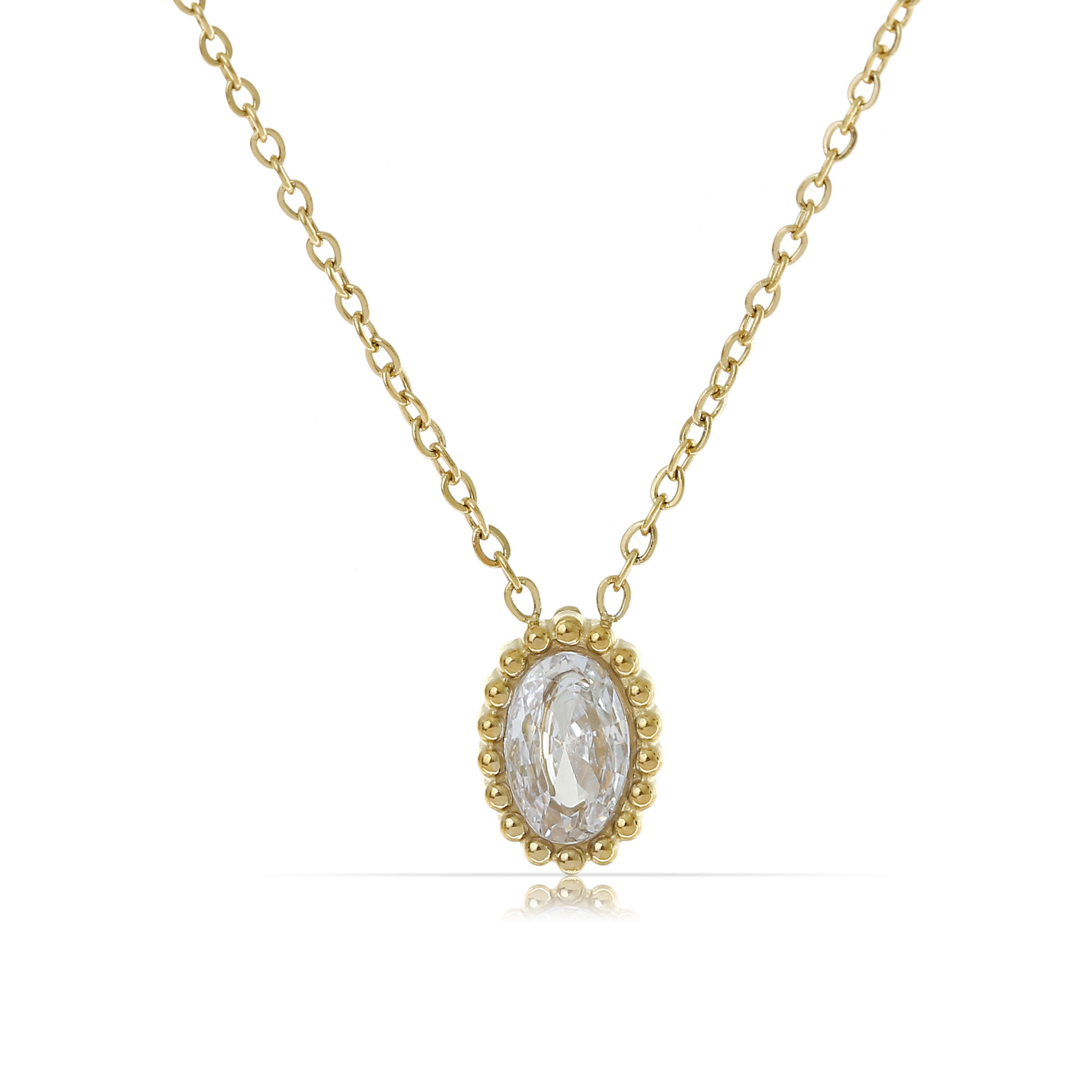 Made by Nami Charm-Kette Damen Halskette goldfarben mit Edelsteinanhänger v günstig online kaufen
