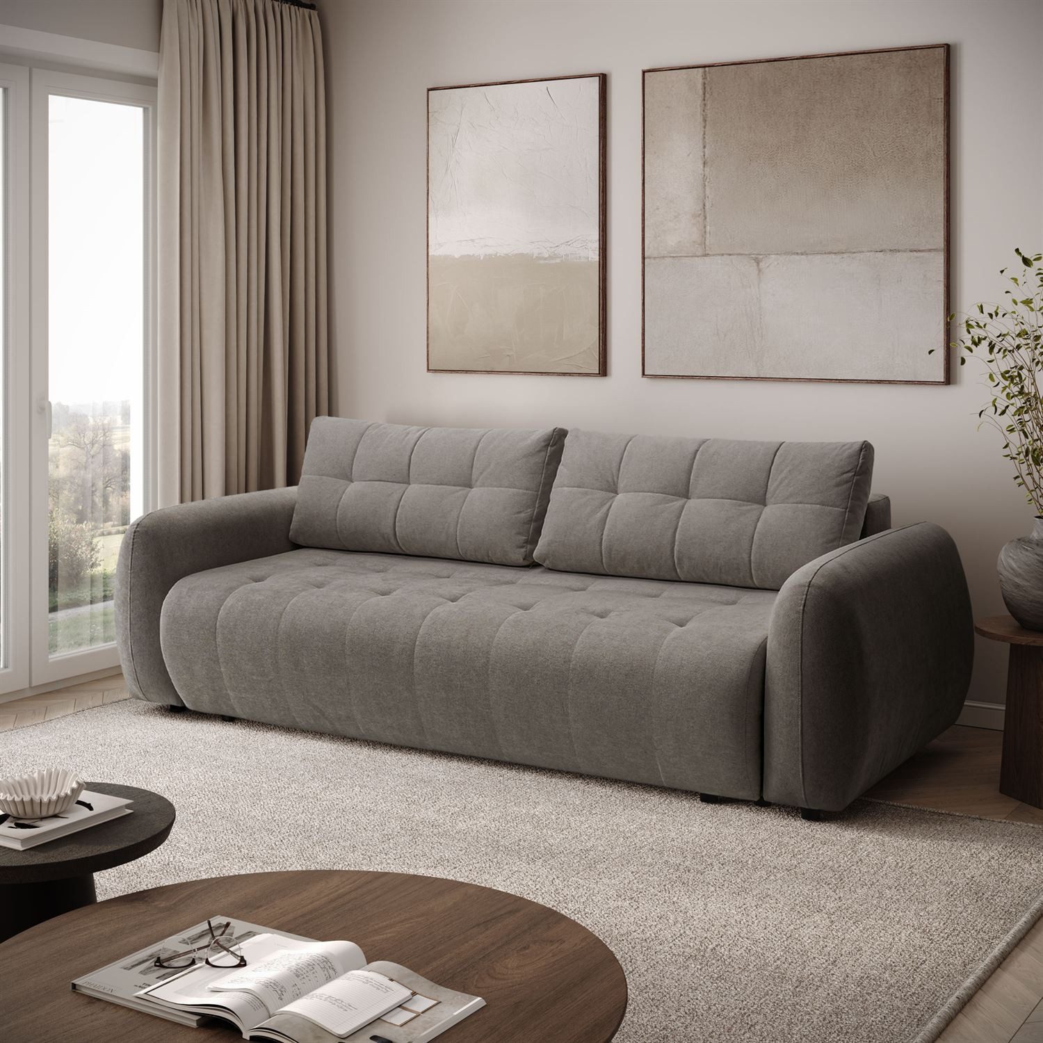 Lookway Sofa OMEGA 2-Sitzer Schlafsofa mit Bettkasten, 252x105x92 cm