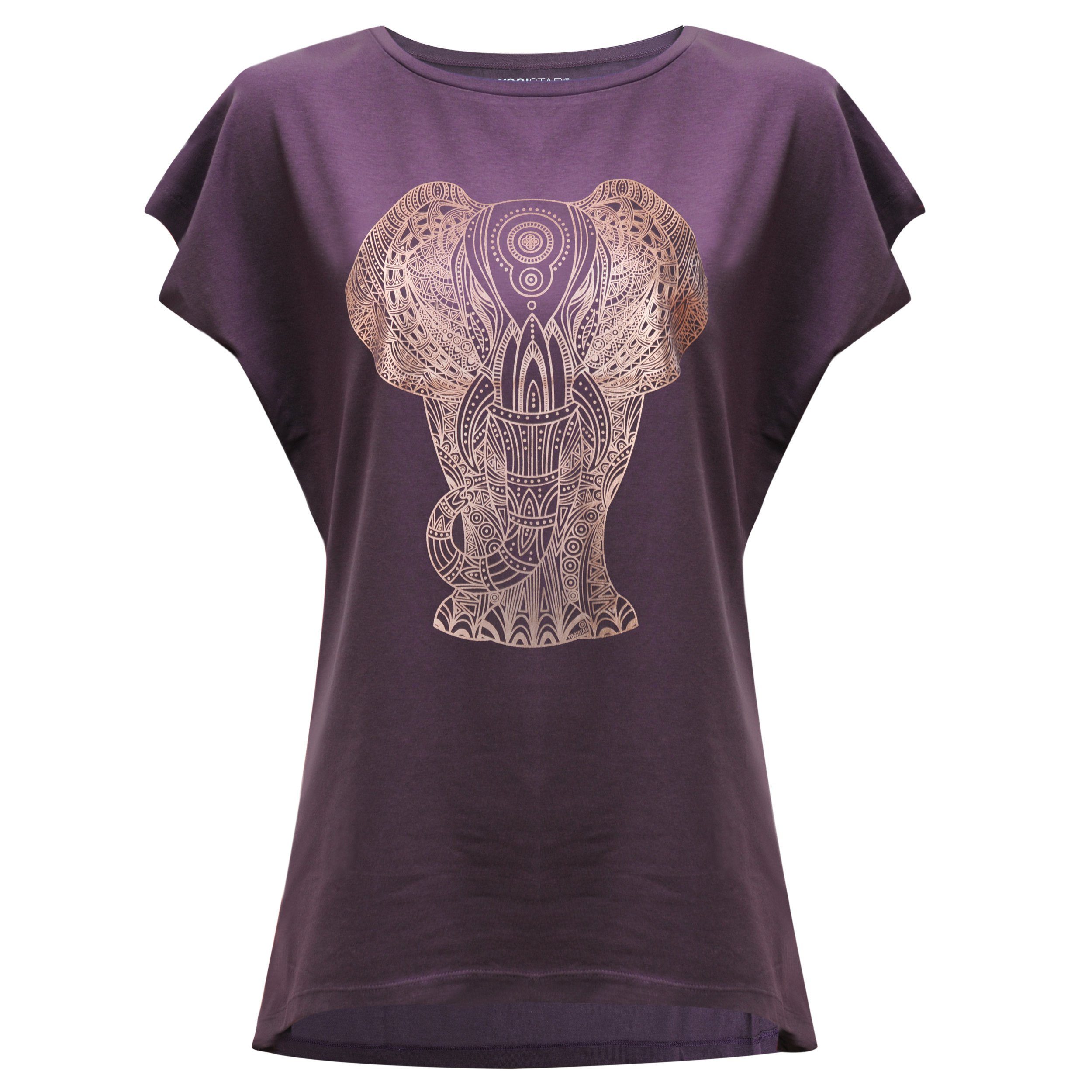 Yogistar T-Shirt Batwing Relax & Kupfer-Print. Elephant Shirt Yoga mit (1-tlg) Himmlisch Shirt Yoga schönes