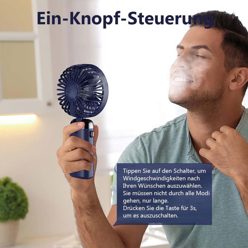 blau Handventilator, Taschenventilator tragbarer, kleiner wiederaufladbarer MOUTEN Handventilator