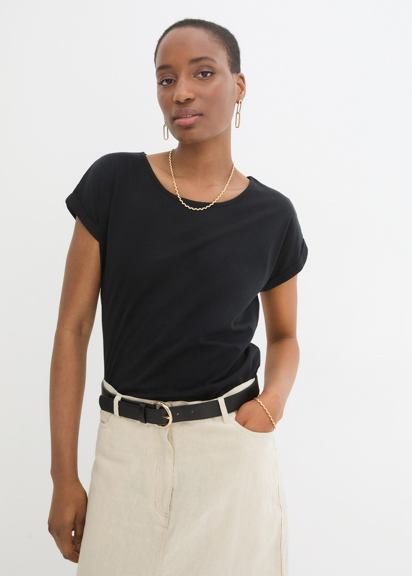 bonprix Tunikashirt Oversize-Passform, Kurzarm-Design, für Frühling und Sommer