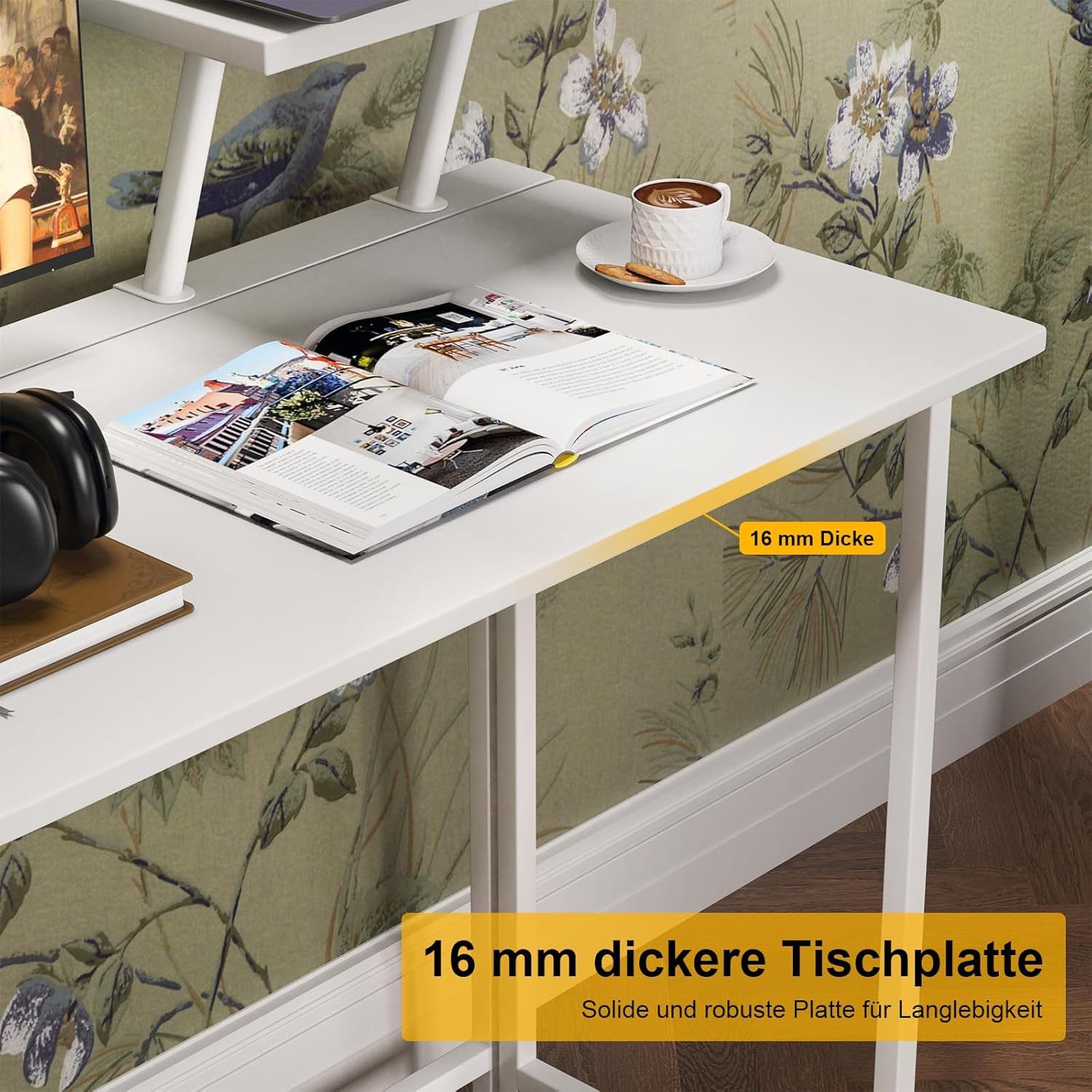 JEOBEST Computertisch Laptoptisch Kleiner Faltbarer Schreibtisch, Schmaler Computertisch, Platzsparend 80 x 45 x 74cm