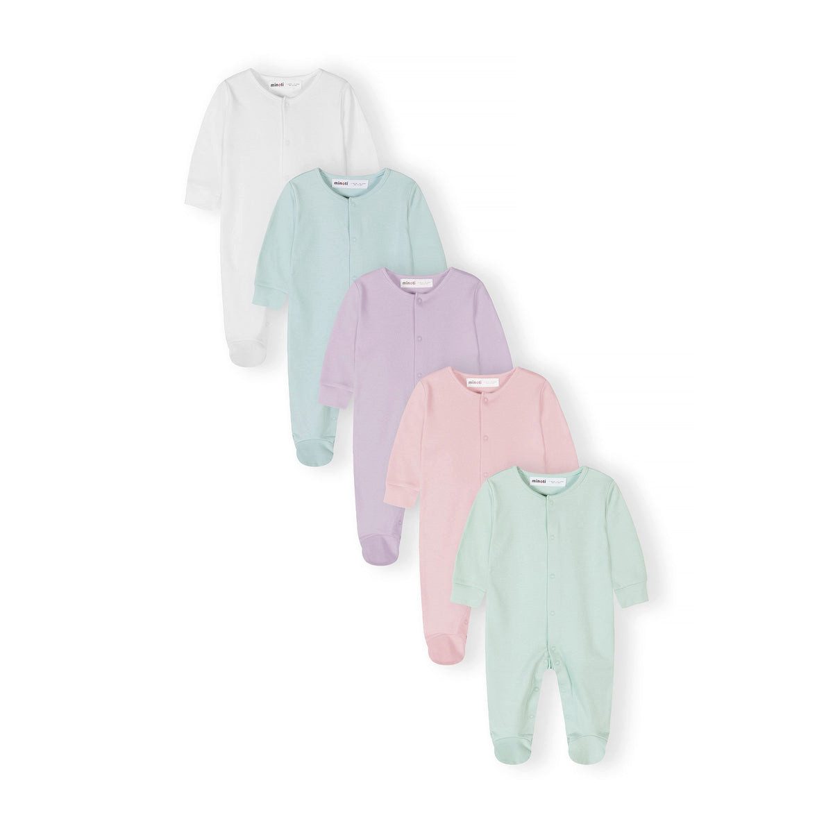 MINOTI Schlafoverall für Babys mit Füßen (Packung, 5-tlg) uni in fünf Farben