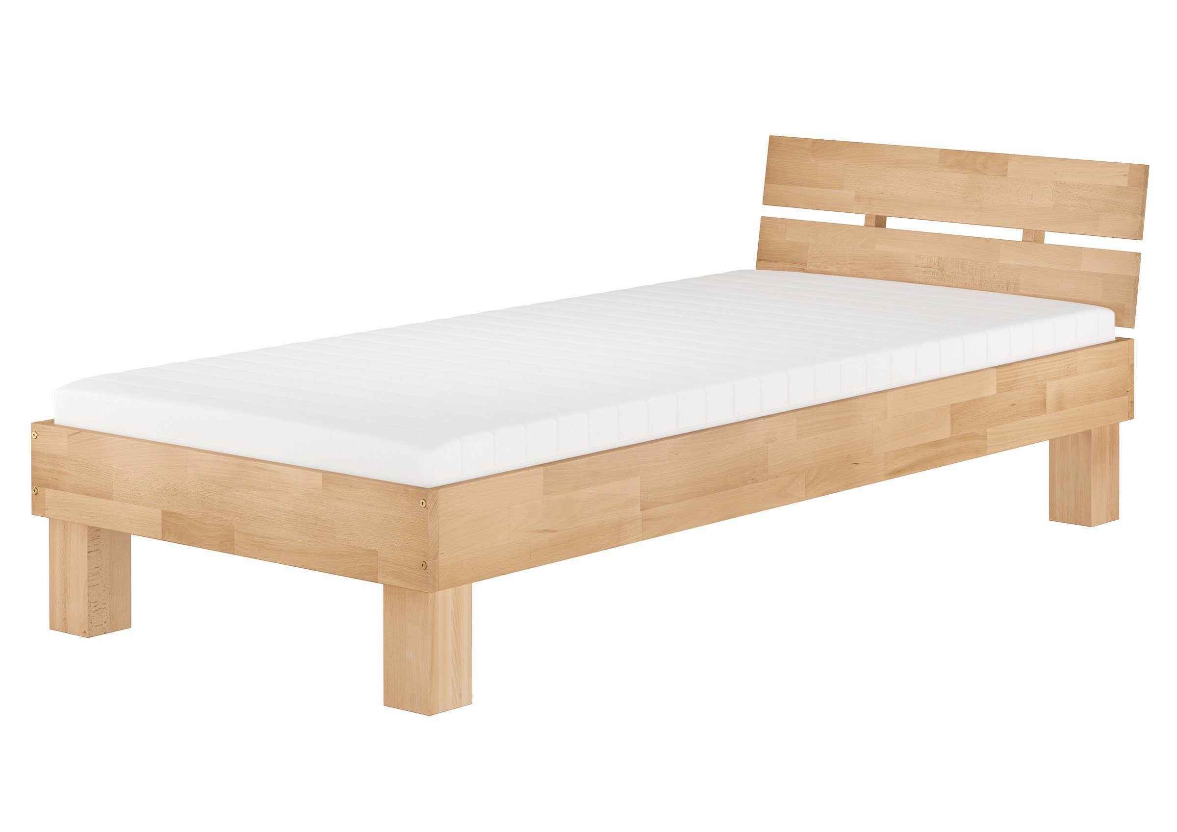 ERST-HOLZ Massivholzbett Buche Bett 90 x 200 cm Geölt für Jugendliche und Erwachsene, Buche geölt
