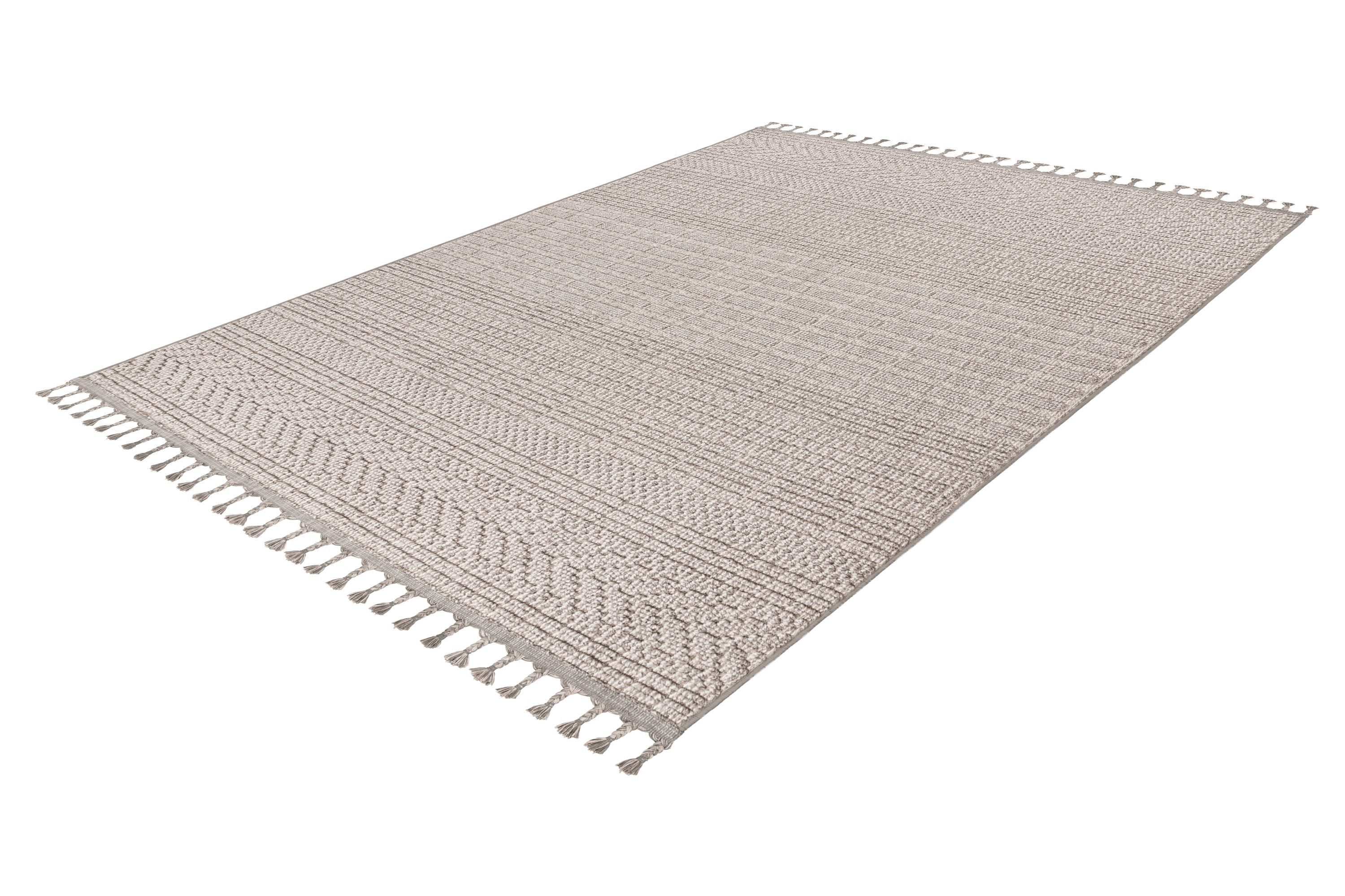 Kayoom Teppich Reef 125, rechteckig, Höhe: 9 mm, Kurzflor, Struktur, mit Fransen, Wohnzimmer