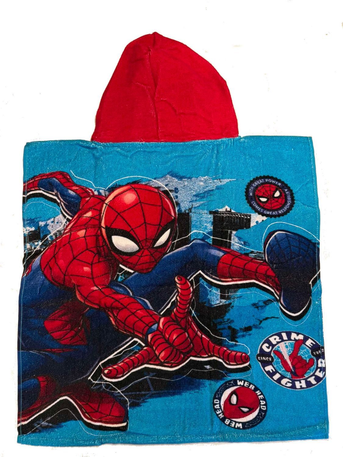 texpot Badeponcho Badeponcho 55x55 cm mit Kapuze Spiderman Kinderbademantel, 55, Baumwolle, strapazierfähig