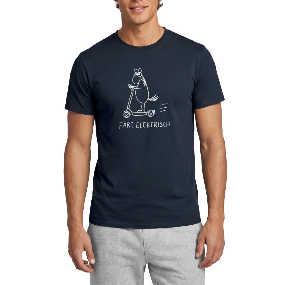 Spreadshirt T-Shirt Färt Elektrisch Pferd Fährt Roller Humor Männer T-Shirt (1-tlg)