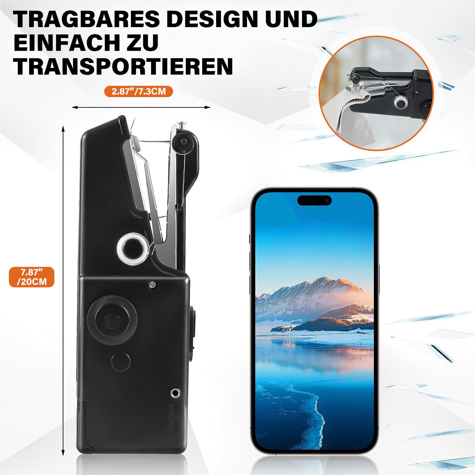 MOPUEA Nähmaschine Elektrische Mini Nähmaschine 32-teiliges Set Handnähmaschine,Tragbar
