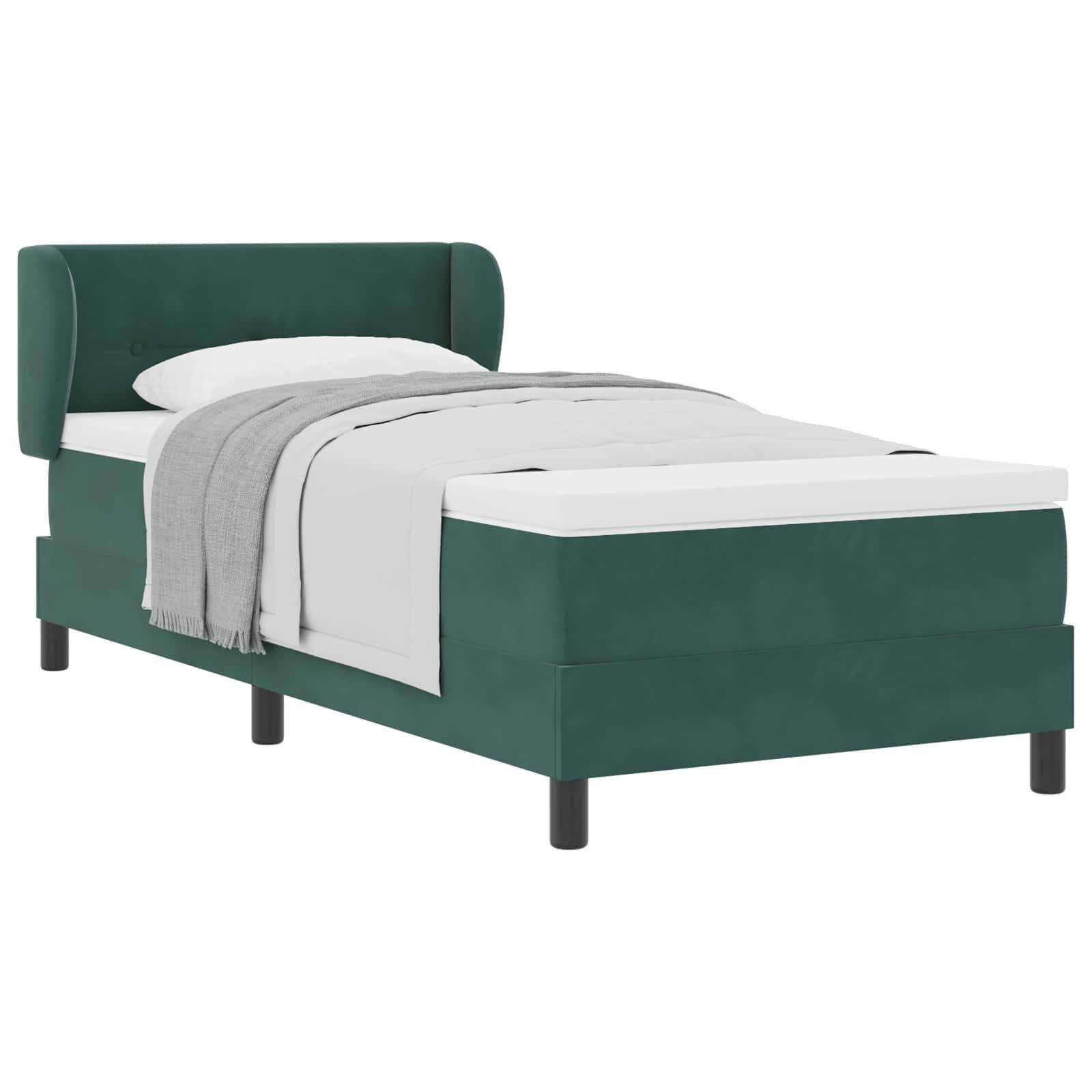 Bett Boxspringbett mit Kopfteil Dunkelgrün 90 x 200 cm Samt