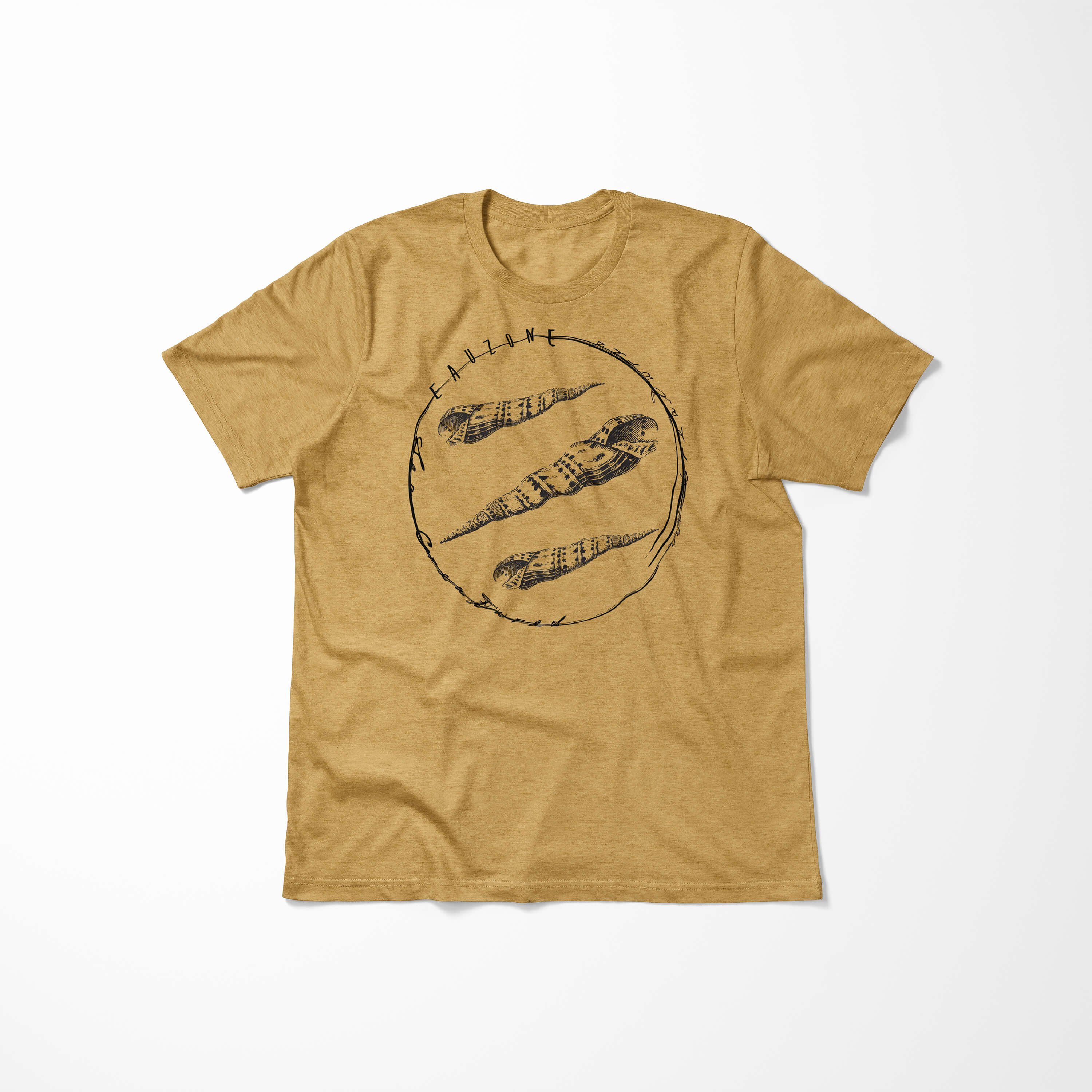 Sea Sea Serie: sportlicher Antique Sinus Art Struktur Creatures, T-Shirt 075 Schnitt T-Shirt / - und Fische Gold feine Tiefsee