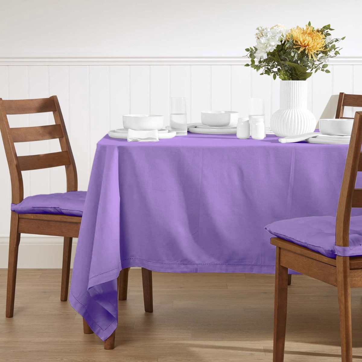 Homescapes Tischdecke Tischdecke lila – 137 x 137 cm, 100% Baumwolle (1-tlg)