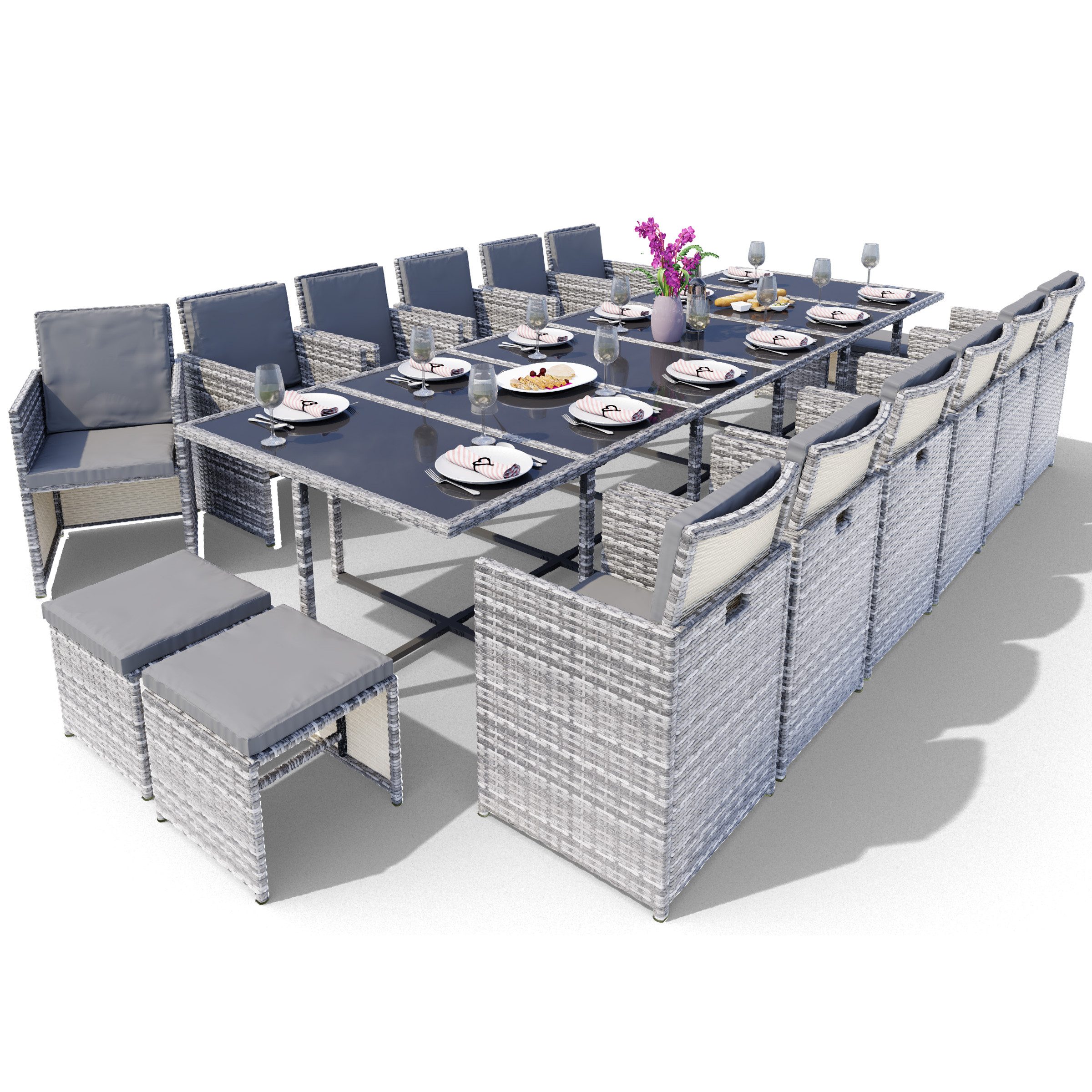 Swing&Harmonie Garten-Essgruppe Poly Rattan Sitzgruppe Esstisch günstig online kaufen